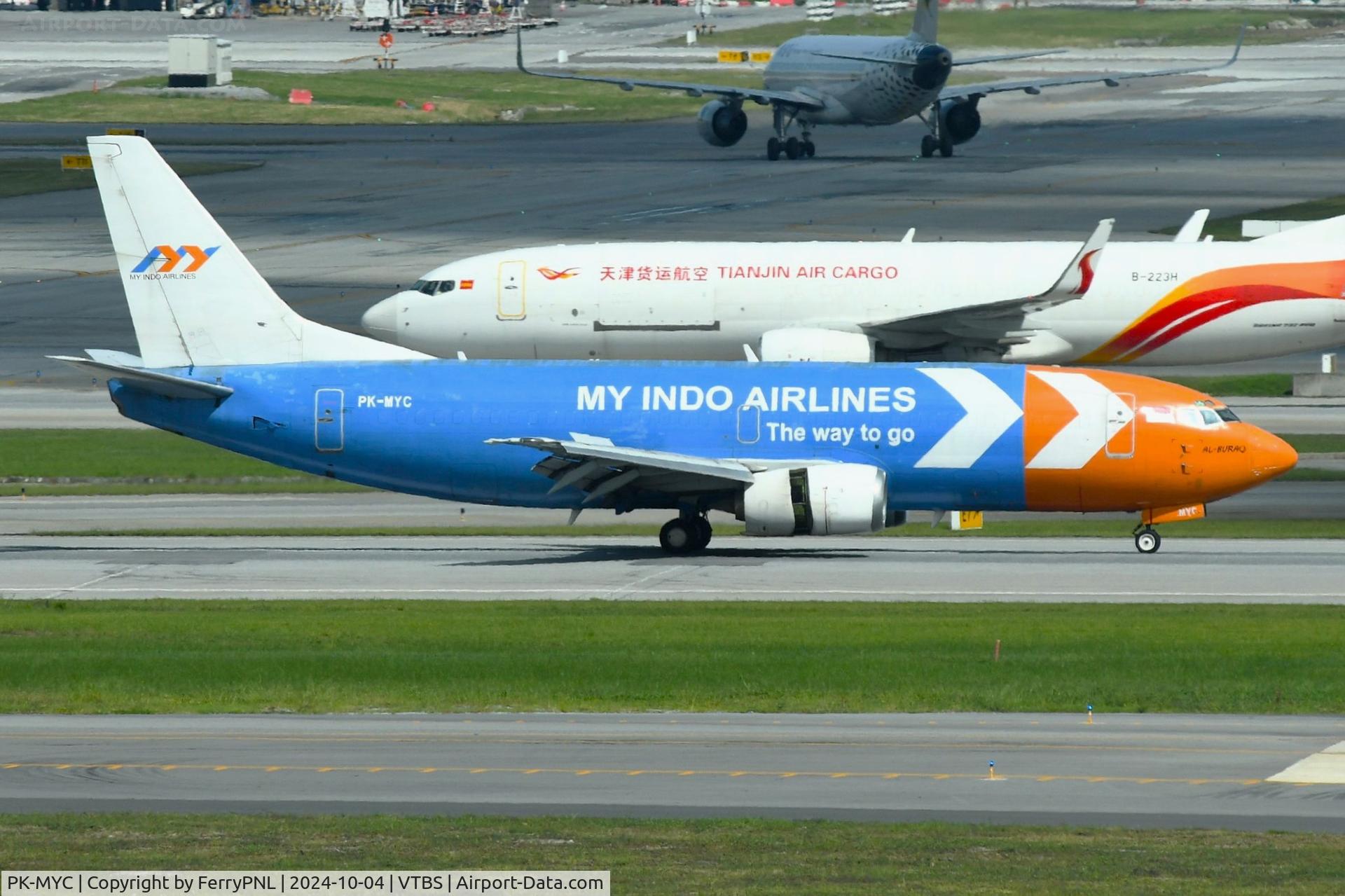 PK-MYC, 1993 Boeing 737-39K(SF) C/N 27274, My Indo Airlines B733F arriving from Myanmar