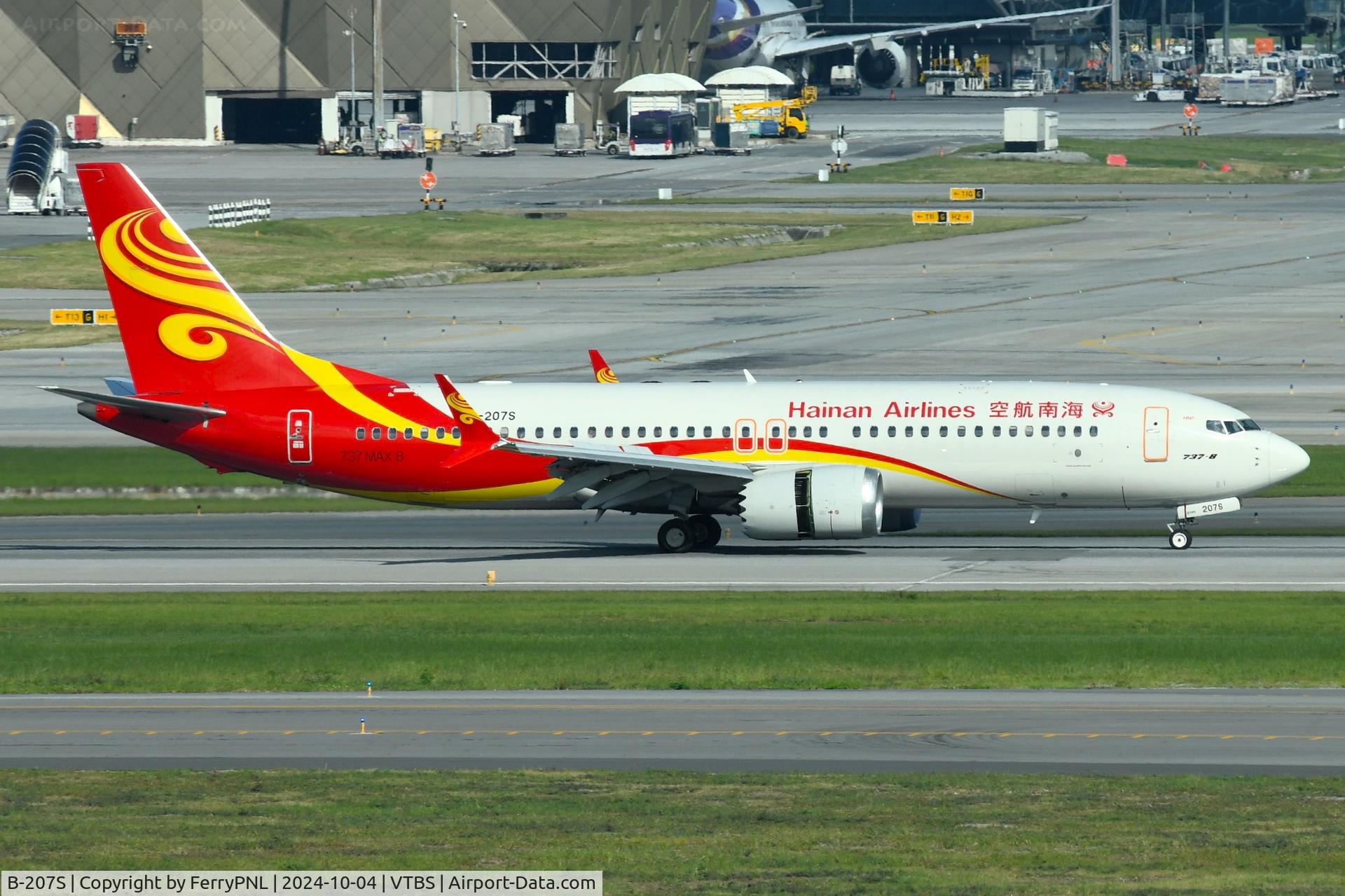 B-207S, 2018 Boeing 737-8 MAX C/N 60707, Hainan B738 MAX arriving in BKK