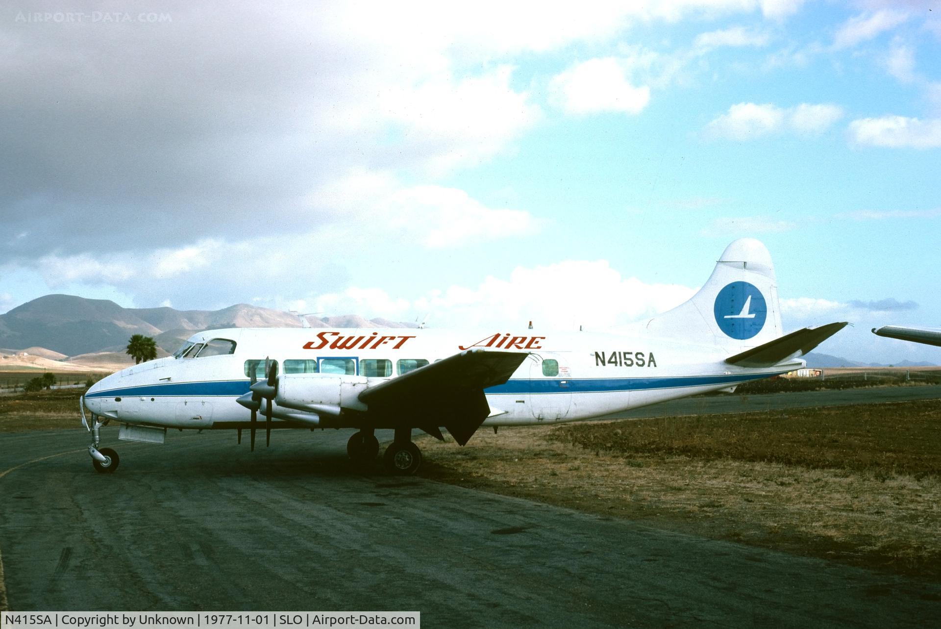 N415SA, 1954 De Havilland DH-114 Heron 2X C/N 14064, SLO 11.1977