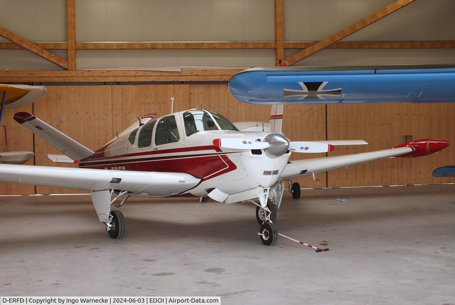 D-ERFD, 1956 Beech G35 Bonanza C/N D-4776, Beechcraft G35 Bonanza at Bienenfarm airfield (home of part of the collection of Quax, association for the promotion of historic aircraft e.V.), Paulinenaue