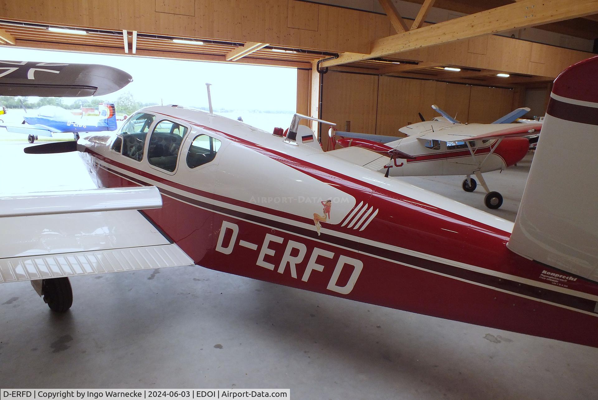 D-ERFD, 1956 Beech G35 Bonanza C/N D-4776, Beechcraft G35 Bonanza at Bienenfarm airfield (home of part of the collection of Quax, association for the promotion of historic aircraft e.V.), Paulinenaue