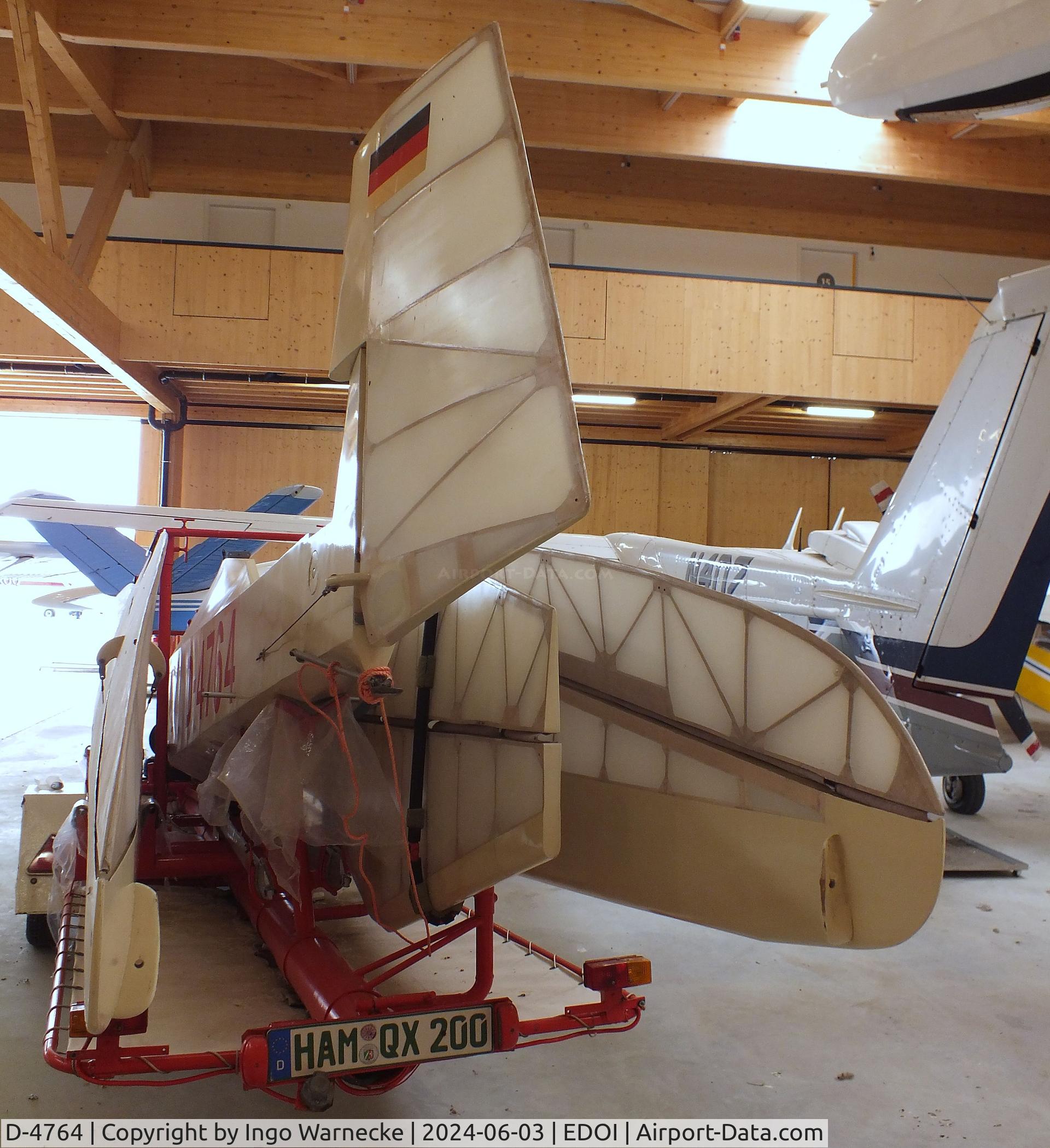 D-4764, Schneider DFS 108-49 Grunau Baby IIb C/N AB Try 1, Schneider DFS 108-49 Grunau Baby IIb (on trailer, wings and tailplane dismounted) at Bienenfarm airfield (home of part of the collection of Quax, association for the promotion of historic aircraft e.V.), Paulinenaue