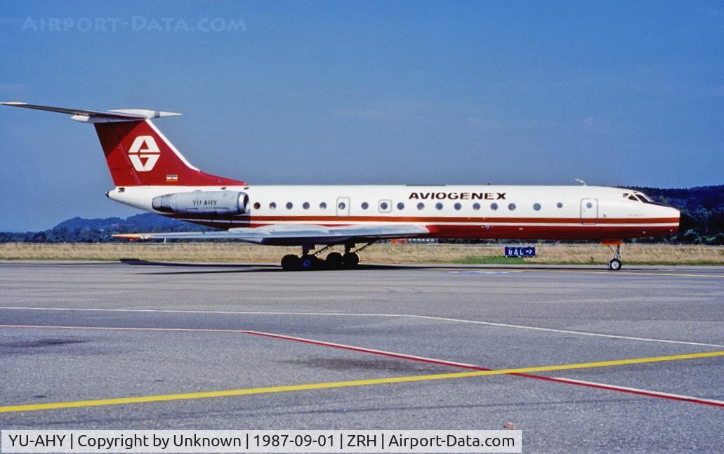 YU-AHY, 1971 Tupolev Tu-134A C/N 1351204, ZRH 9.1987