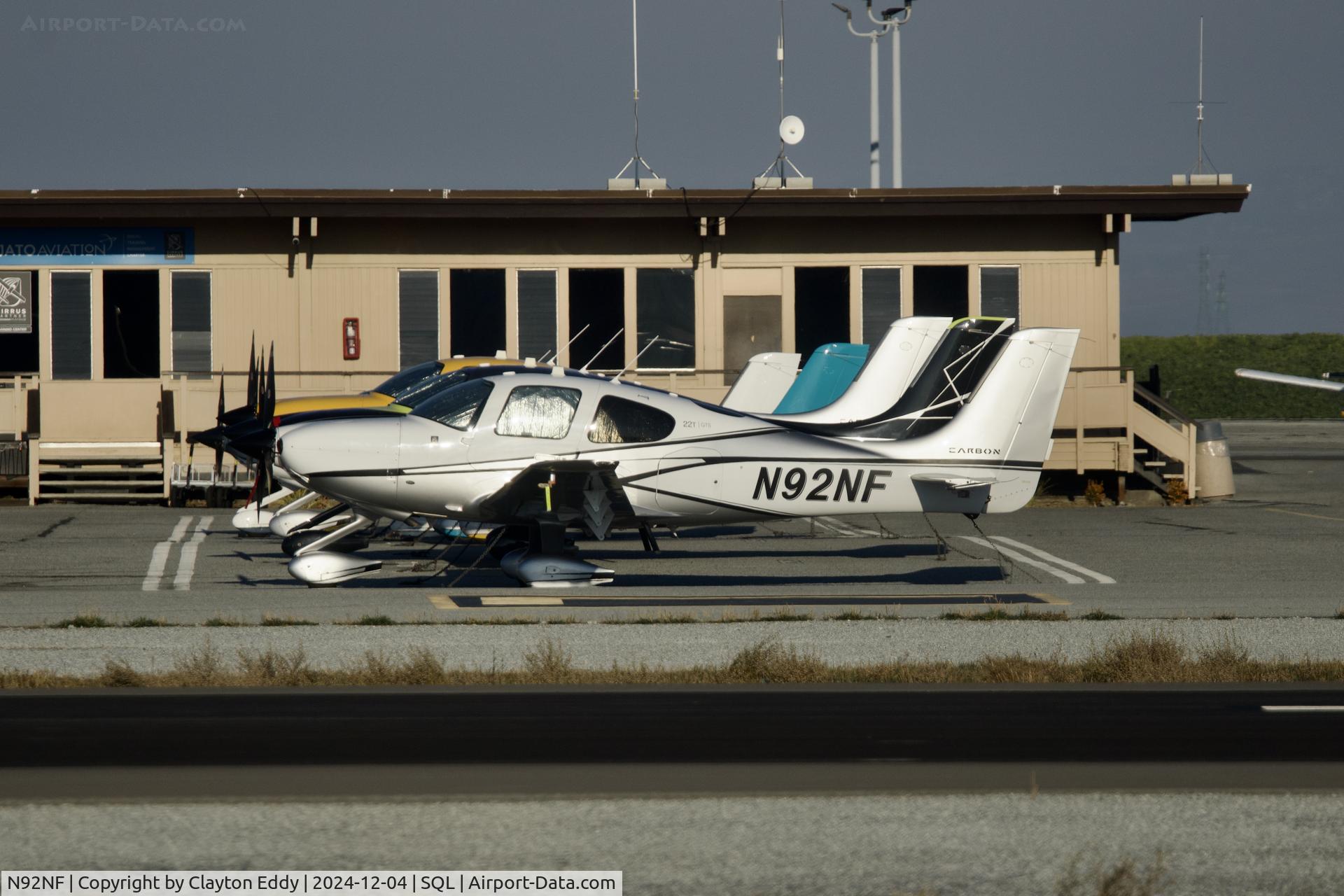 N92NF, 2016 Cirrus SR22T Carbon C/N 1425, San Carlos airport in California 2024.