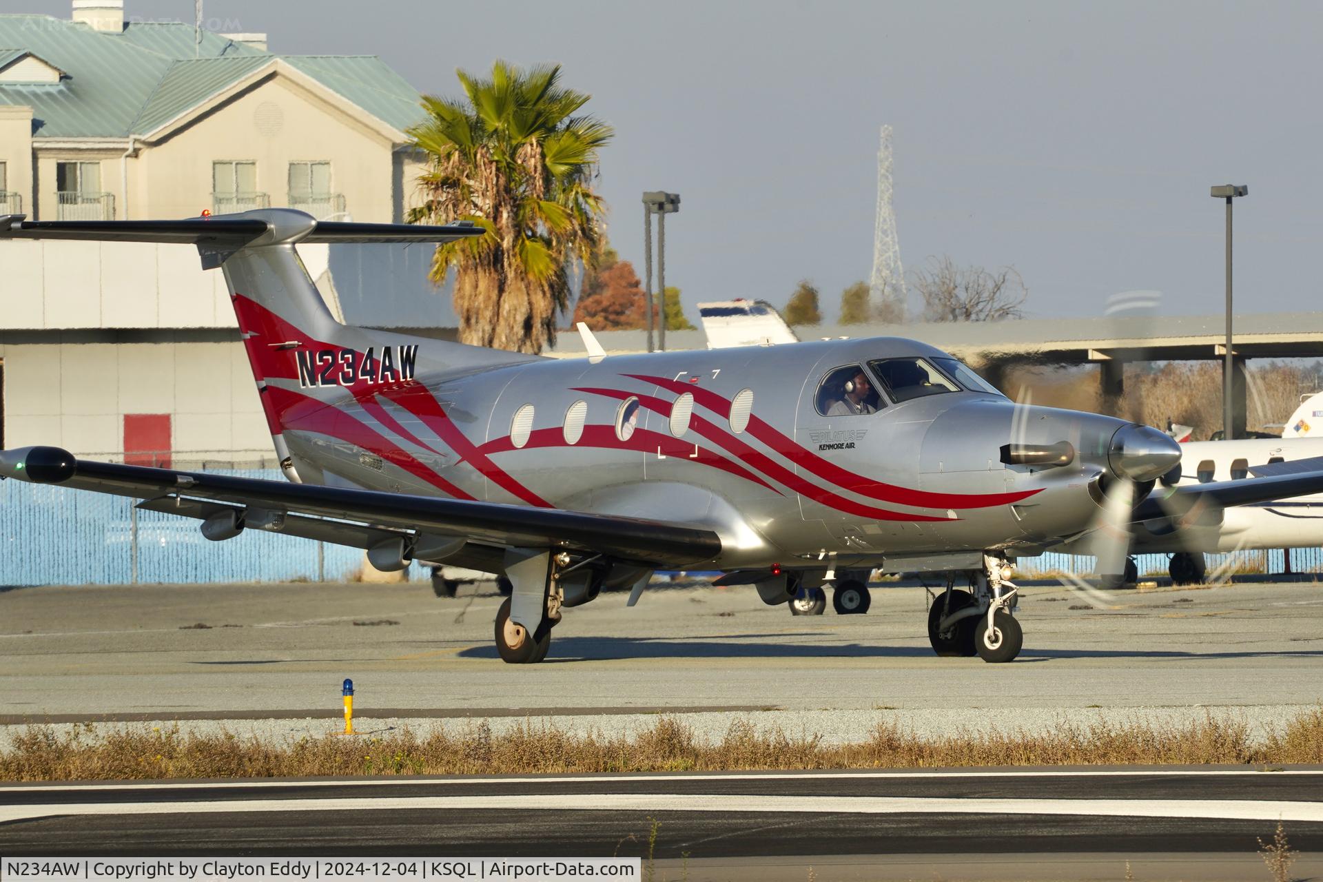 N234AW, 2012 Pilatus PC-12/47E C/N 1369, San Carlos airport in California 2024.