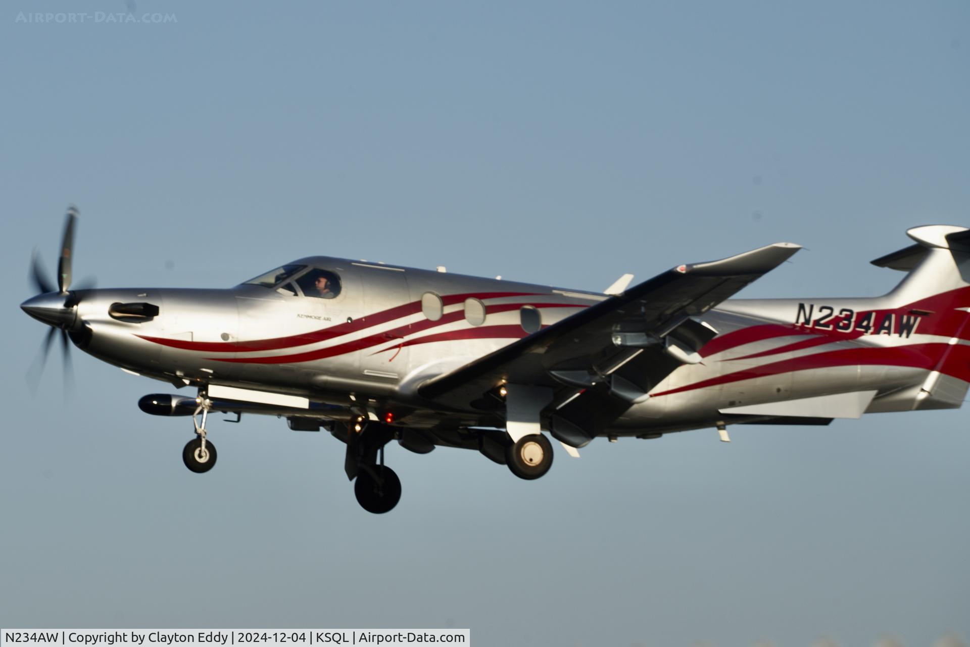 N234AW, 2012 Pilatus PC-12/47E C/N 1369, San Carlos airport in California 2024.