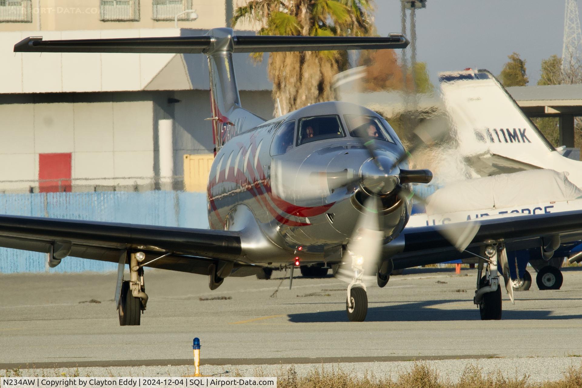 N234AW, 2012 Pilatus PC-12/47E C/N 1369, San Carlos airport in California 2024.