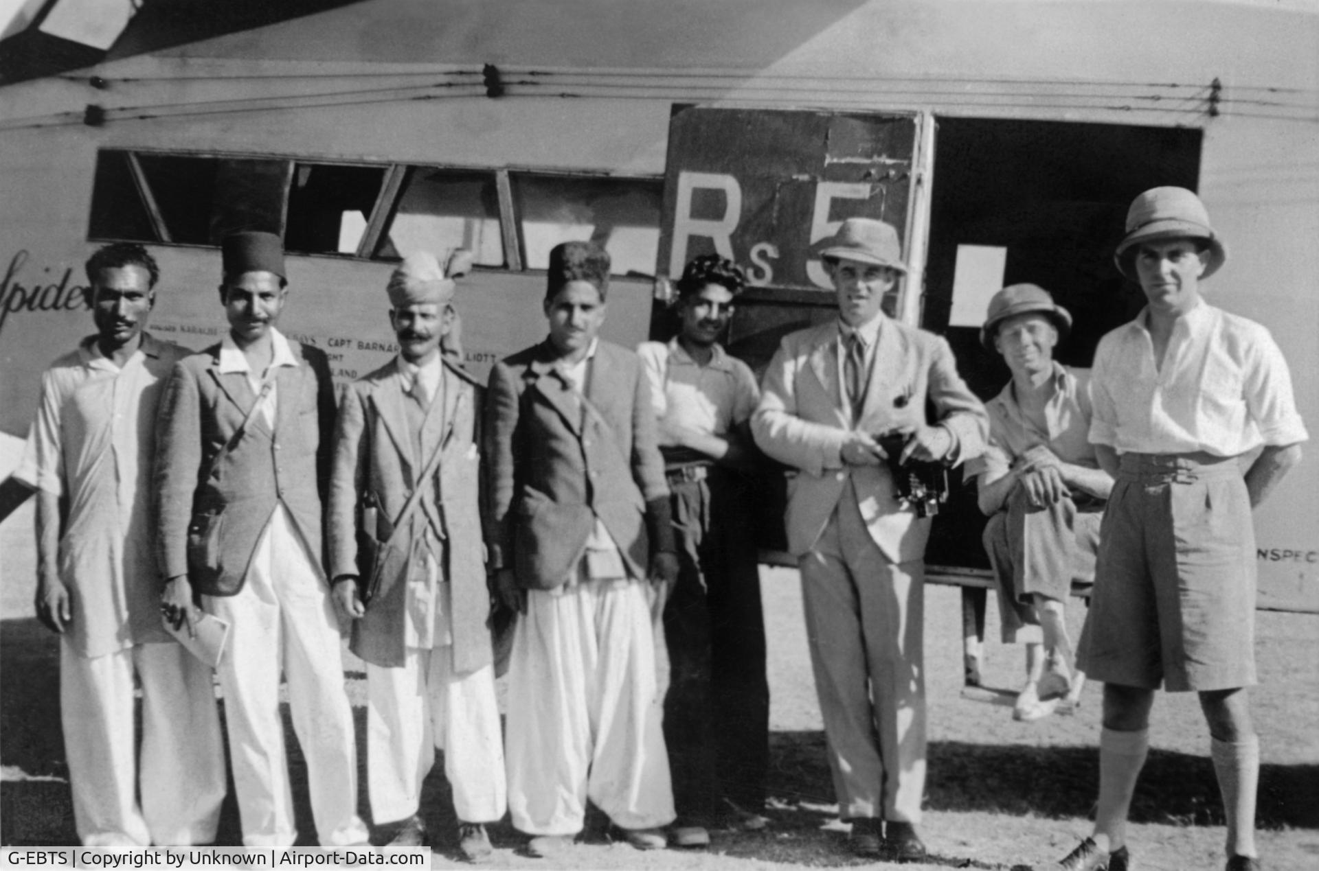 G-EBTS, 1927 Fokker F-VIIA C/N 4953, Spider and crew in later years in India. My father Charles Ernest Jones is the one sitting in the doorway of the Spider
