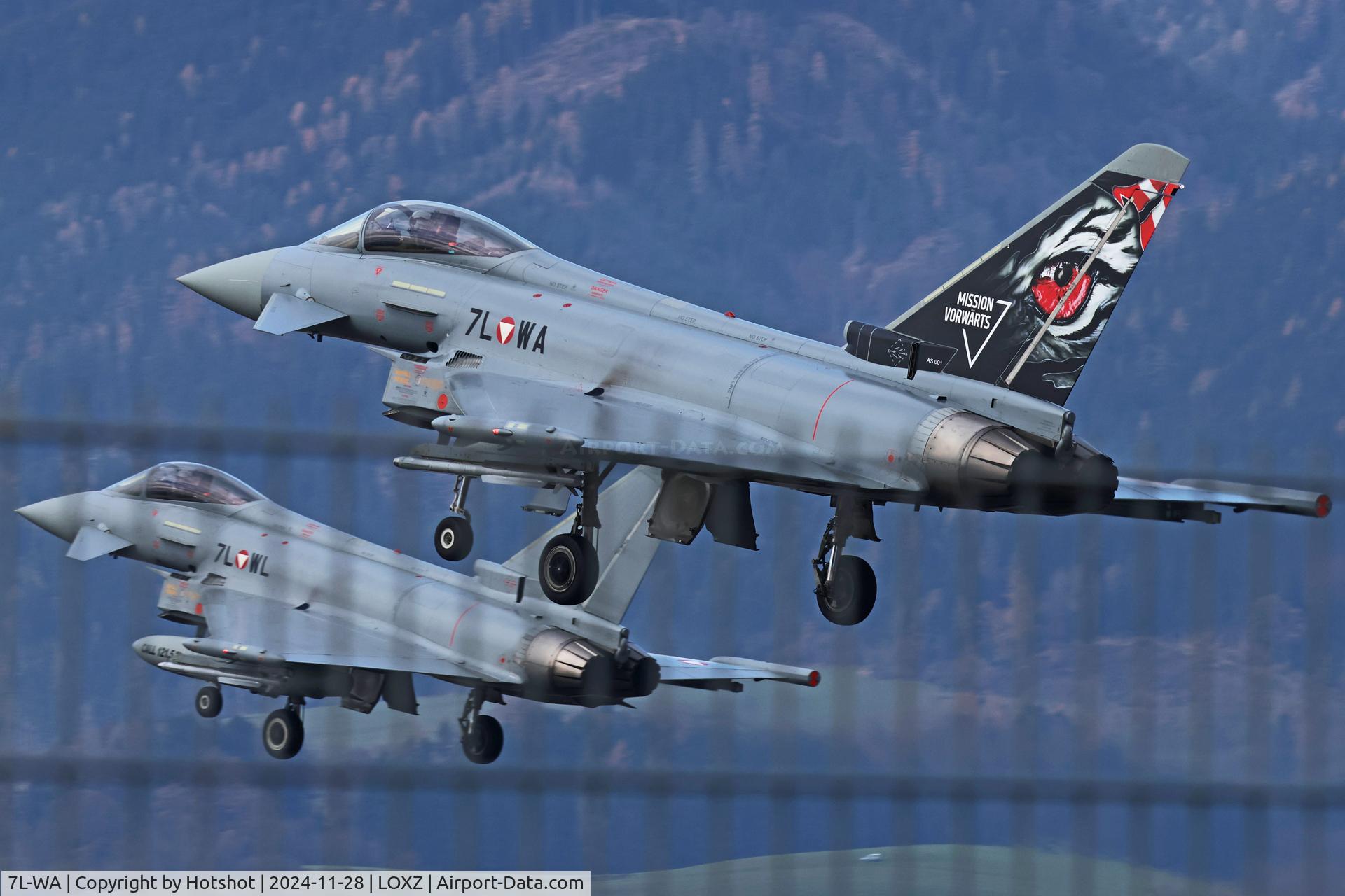 7L-WA, 2007 Eurofighter EF-2000 Typhoon S C/N AS001, Descending behind the fence in formation with 7L-WL