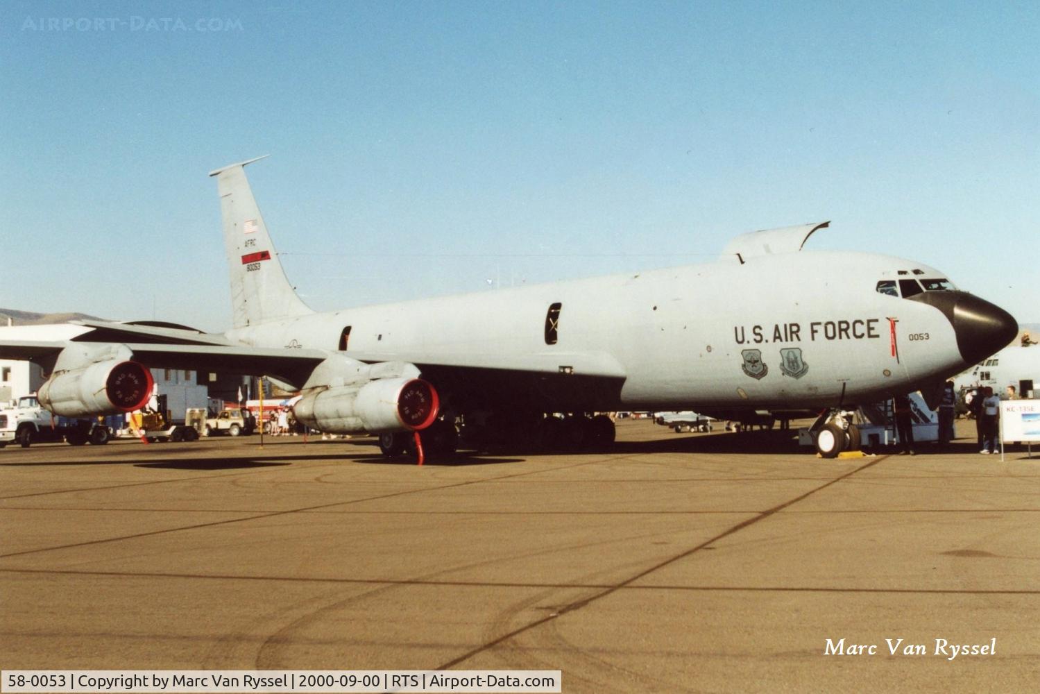 58-0053, 1958 Boeing KC-135E Stratotanker C/N 17798, 58-0053 of 314 ARS / 940 ARW Beale AFB at Reno Air Races in September 2000.