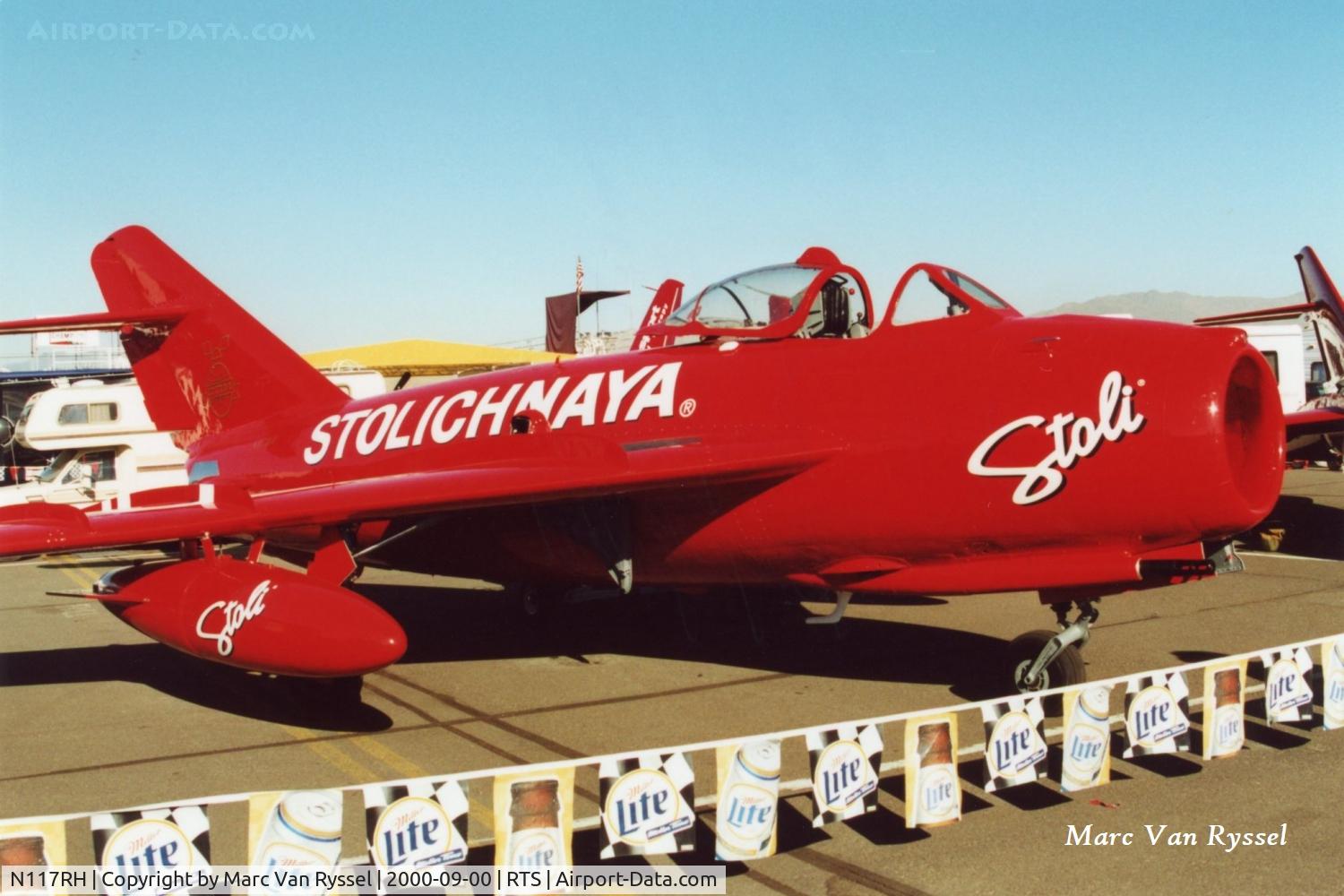 N117RH, 1958 PZL-Mielec Lim-5 (MiG-17F) C/N 1C1502, N117RH at Reno Air Races in September 2000.