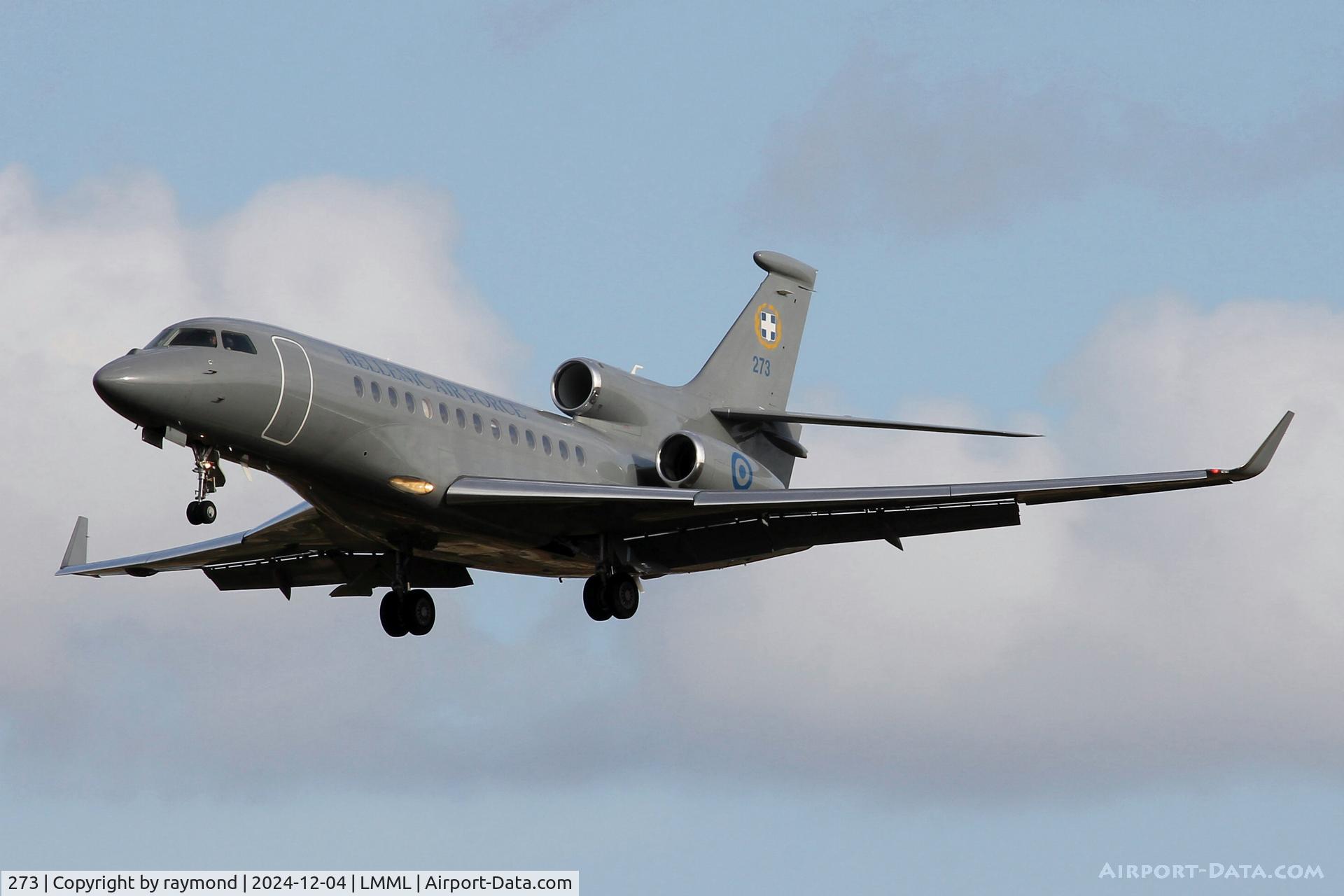 273, 2016 Dassault Falcon 7X C/N 273, Hellenic Air Force Dassault Falcon 7X reg 273 landing on RW31 at Malta.