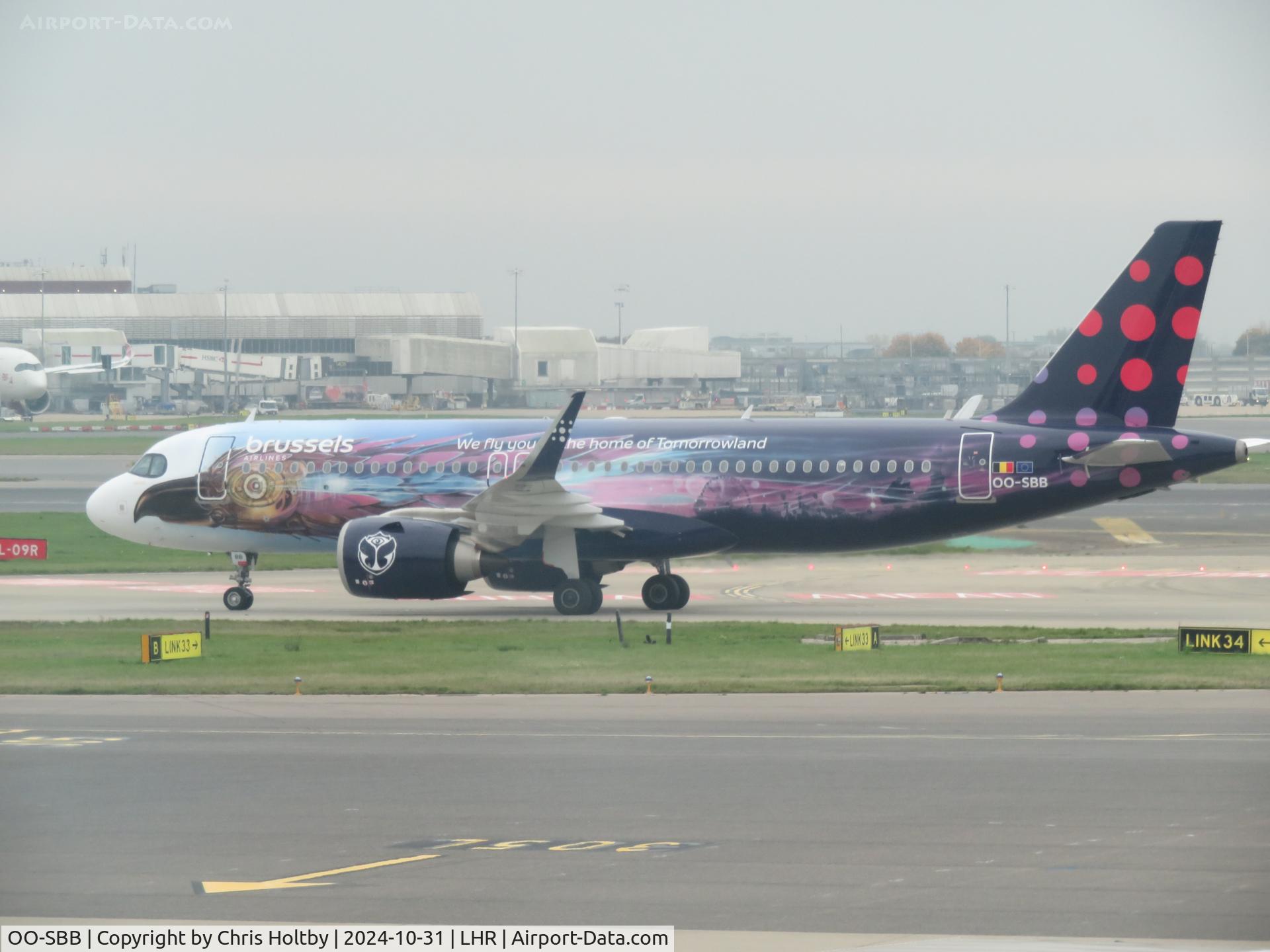 OO-SBB, 2023 Airbus A320-251N C/N 11790, Taxiing at London Heathrow
