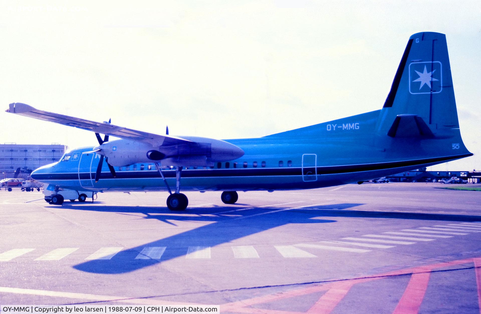 OY-MMG, 1988 Fokker 50 C/N 20124, Copenhagen 9.7.1988