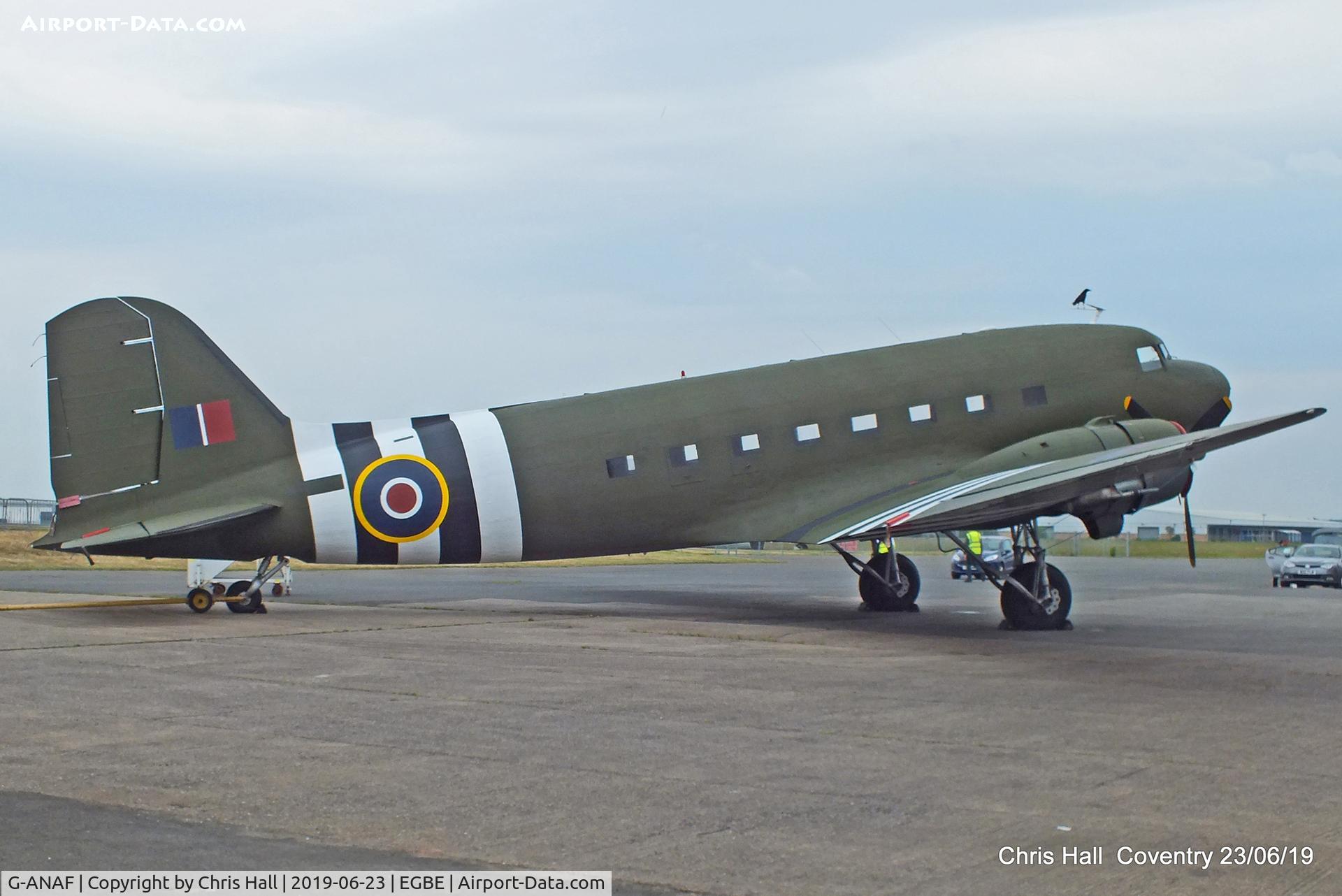 G-ANAF, 1944 Douglas DC-3C-R-1830-90C (C-47B) C/N 33436, Project Propeller fly in, Coventry