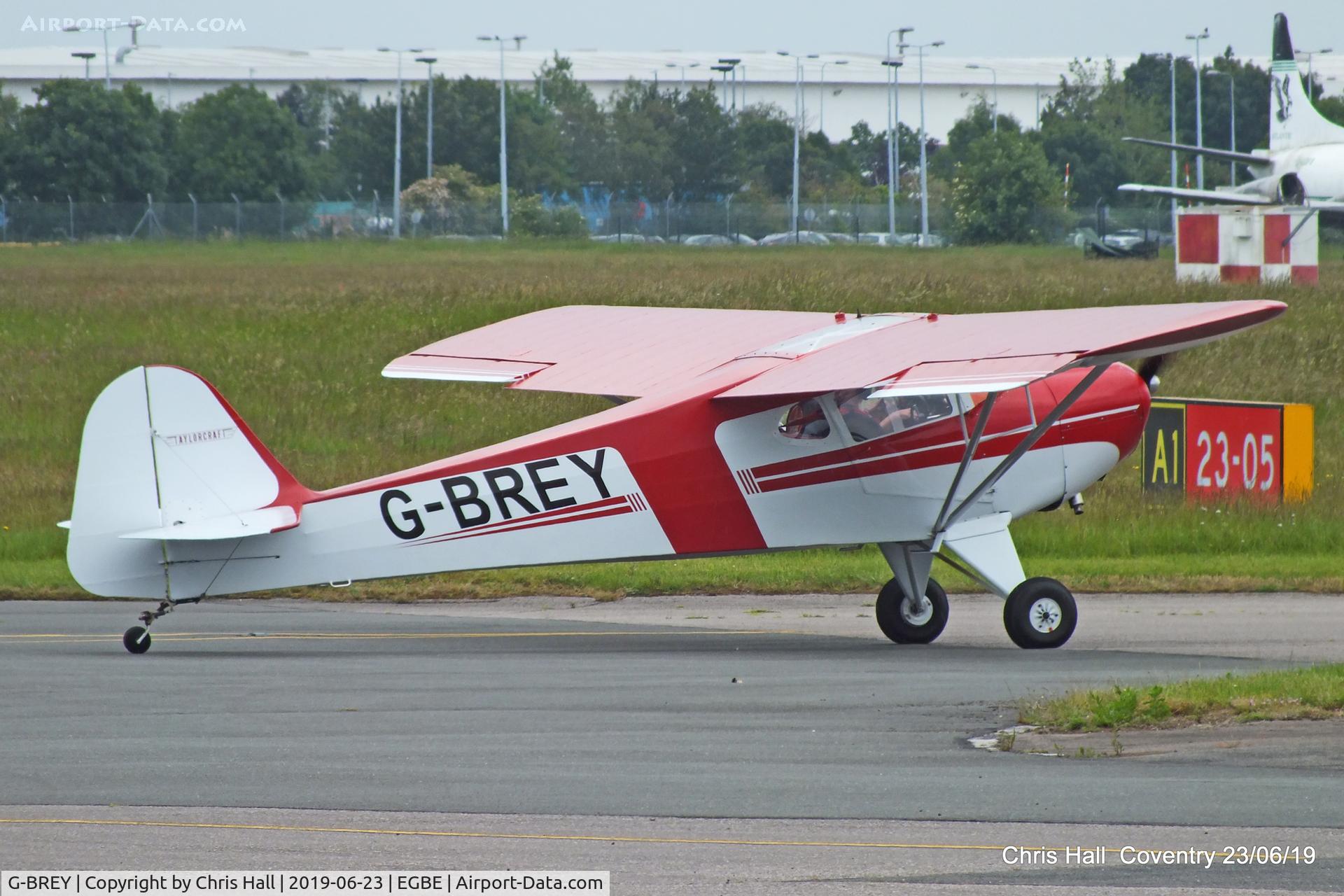 G-BREY, 1946 Taylorcraft BC-12D Twosome C/N 7299, Project Propeller fly in, Coventry