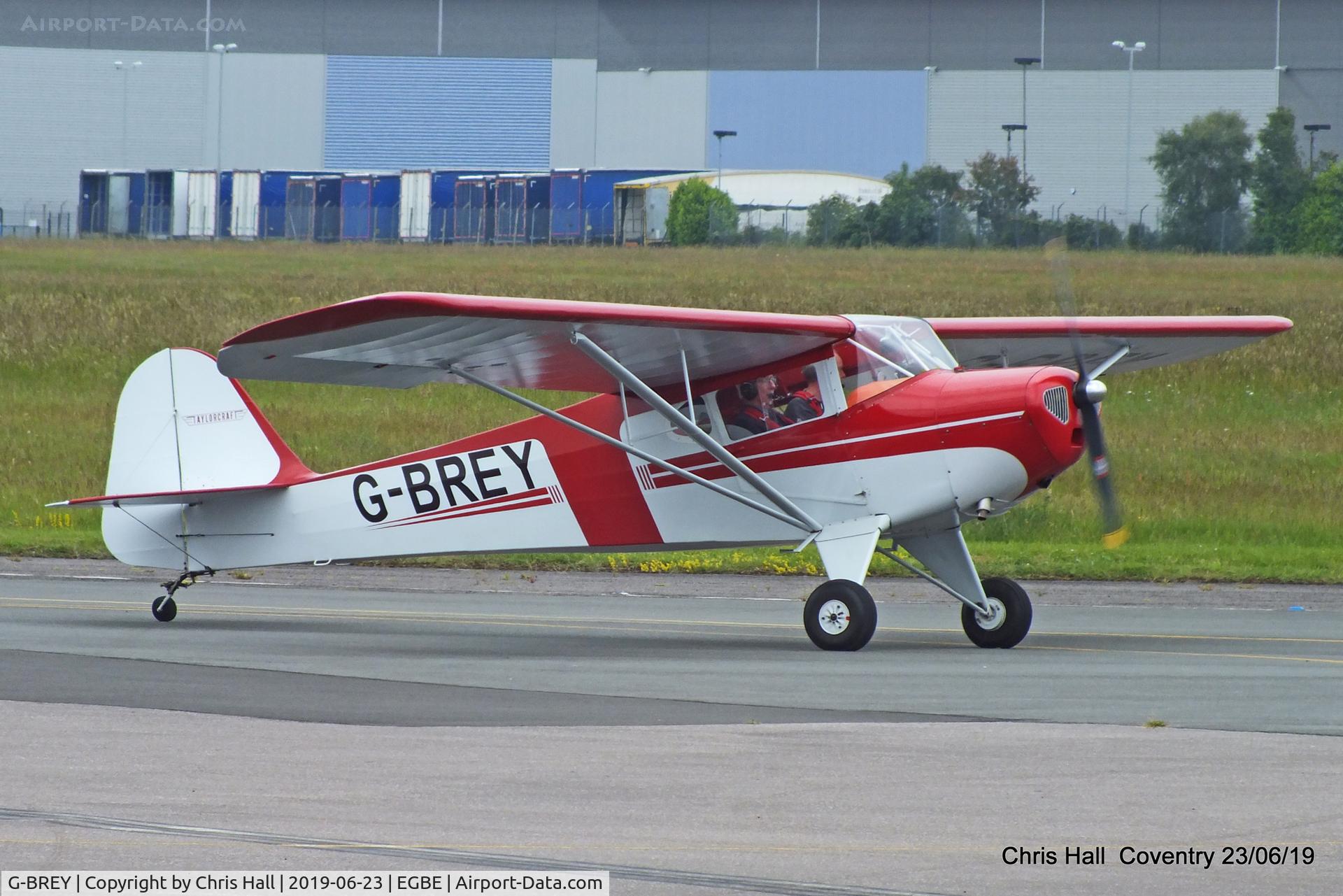 G-BREY, 1946 Taylorcraft BC-12D Twosome C/N 7299, Project Propeller fly in, Coventry