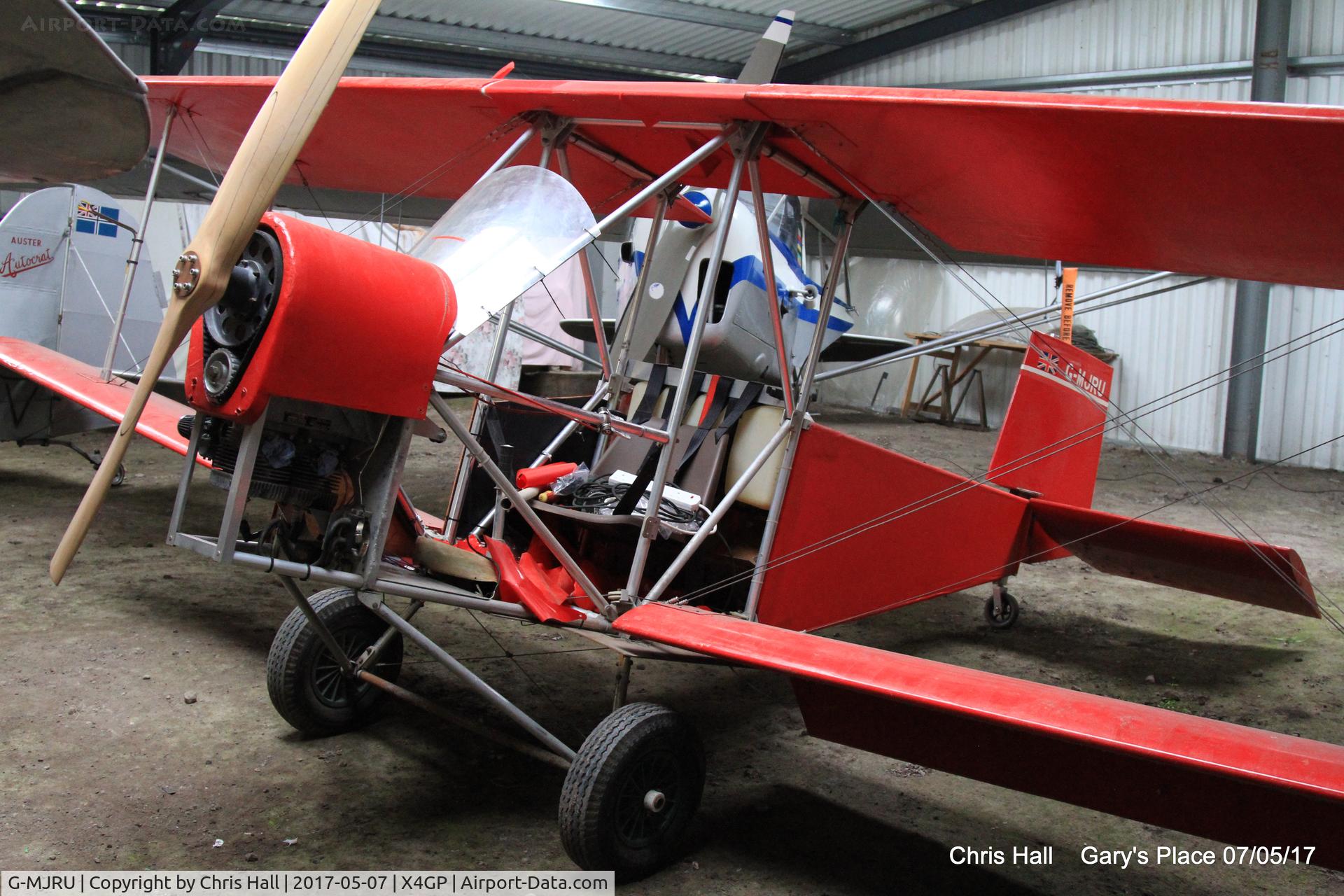 G-MJRU, 1983 Micro Biplane Aviation Tiger Cub 440 C/N SO86, on a private strip in Lincolnshire