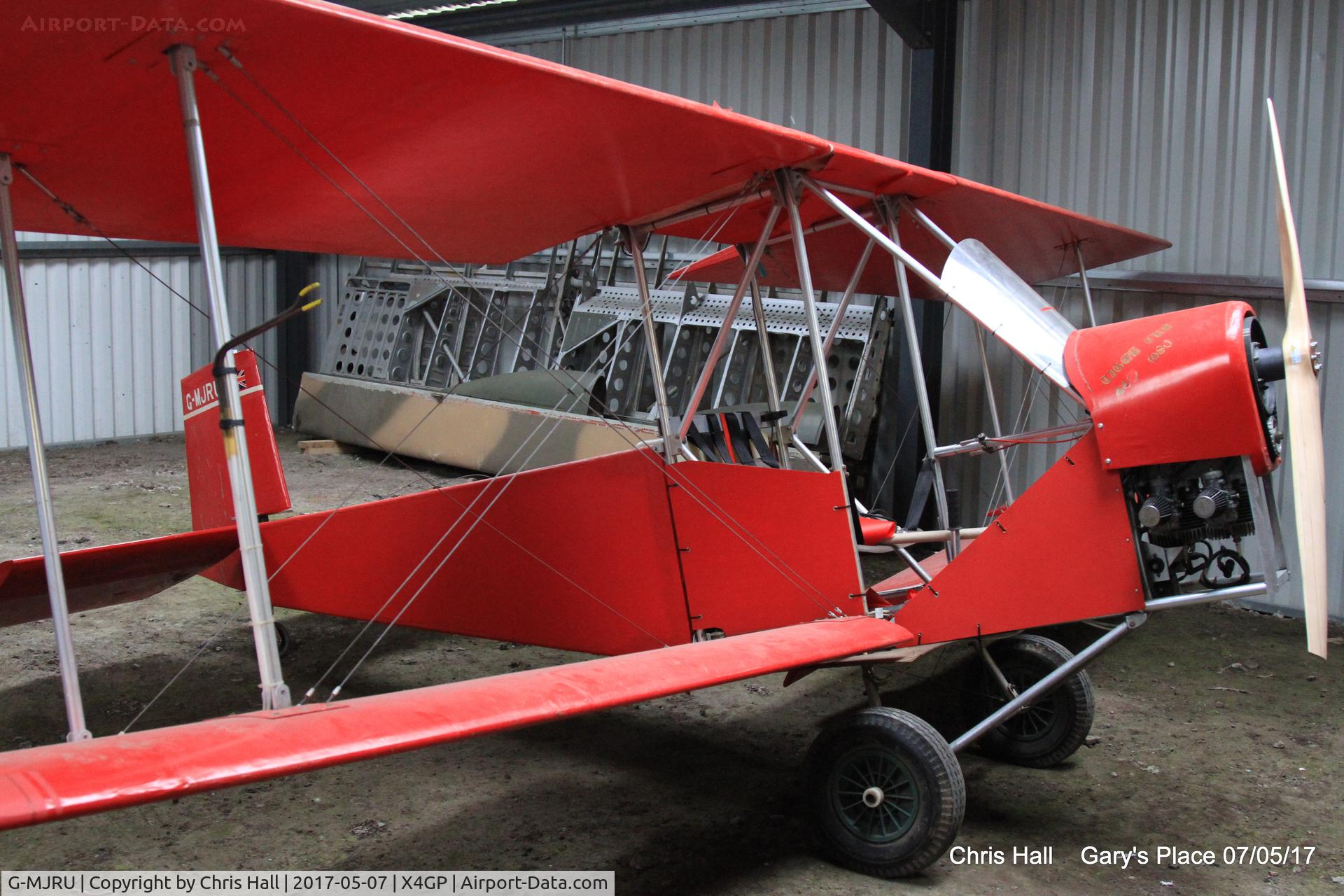 G-MJRU, 1983 Micro Biplane Aviation Tiger Cub 440 C/N SO86, on a private strip in Lincolnshire