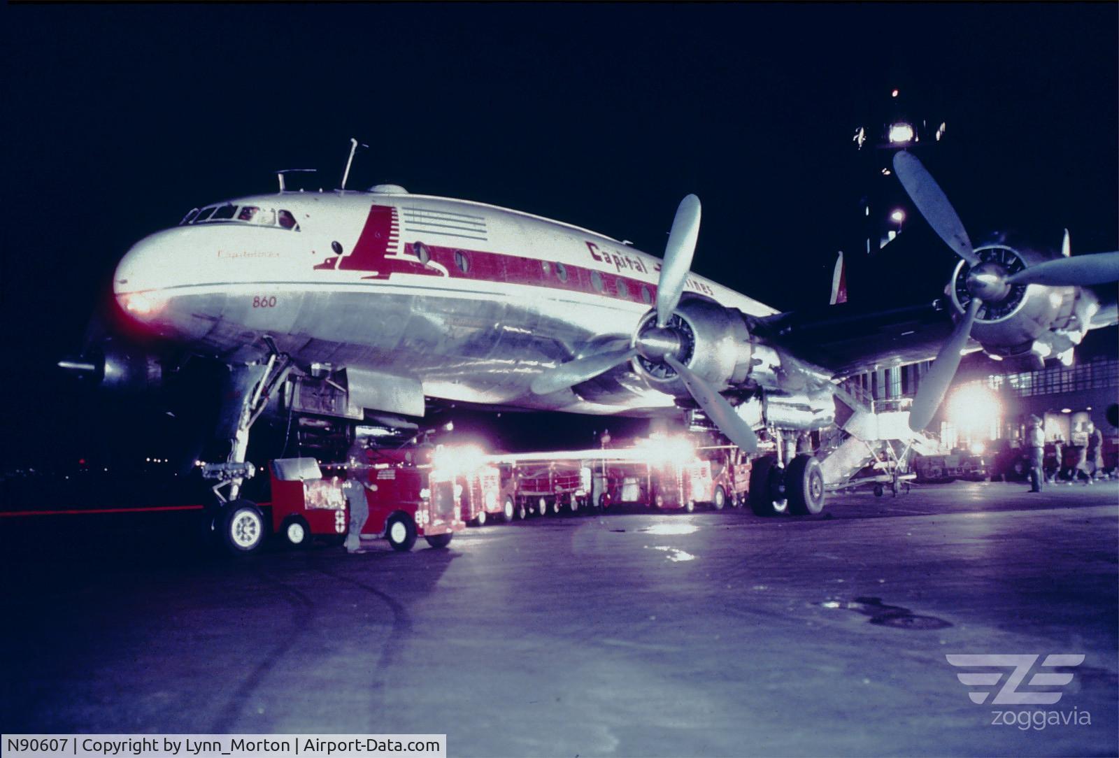 N90607, 1947 Lockheed L-749A Constellation C/N 2551, Can't see the tail number, but the fleet number (is it?) 860, matches that of N90607.  A gentleman on Flickr has a picture of N9067 with the tail number clearly in view and I have messaged him, asking to post his picture here, so please be patient.......