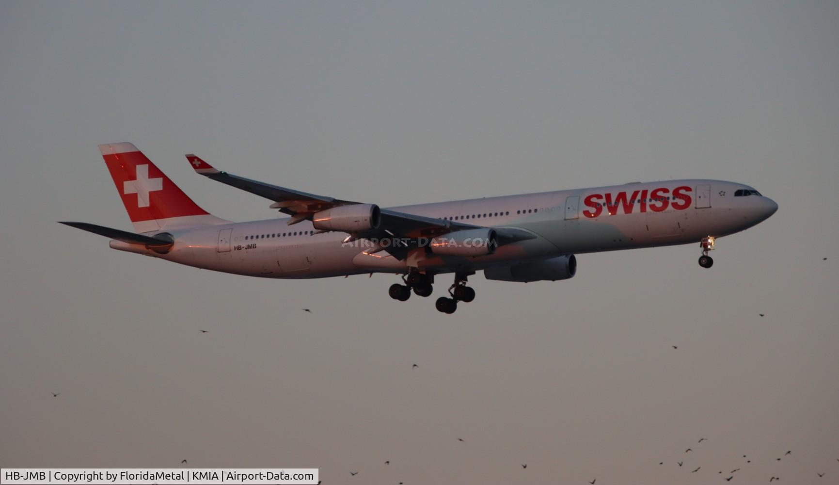 HB-JMB, 2003 Airbus A340-313 C/N 545, SWR A343 zx zrh, lszh-mia