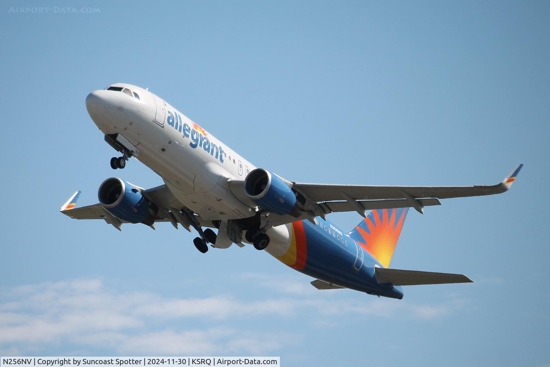N256NV, 2018 Airbus A320-214 C/N 8220, Allegiant Flight 1390 departs Runway 32 at Sarasota-Bradenton International Airport enroute to Cincinnati-Northern Kentucky International Airport