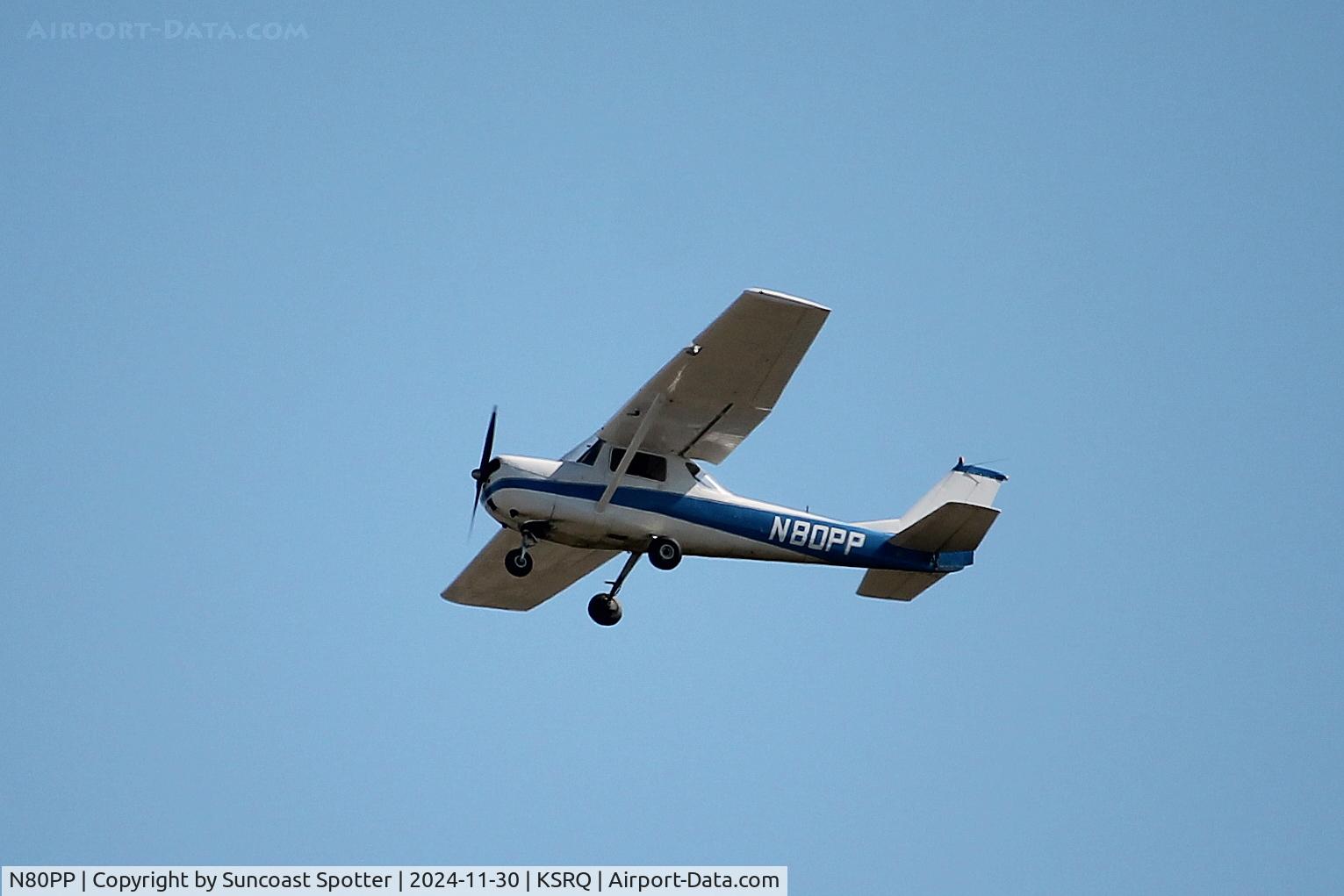 N80PP, 1966 Cessna 150G C/N 15064997, Commuter 80PP departs Runway 32 at Sarasota-Bradenton International Airport enroute to Arcadia Municipal Airport