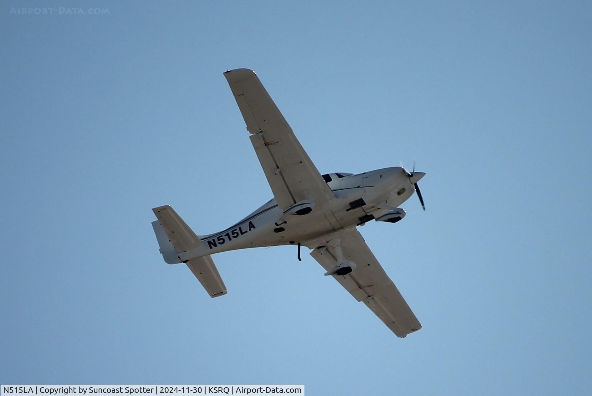 N515LA, 2014 Cirrus Design Corp SR20 C/N 2254, Cirrus 515LA departs Runway 32 at Sarasota-Bradenton International Airport enroute to Venice Municipal Airport