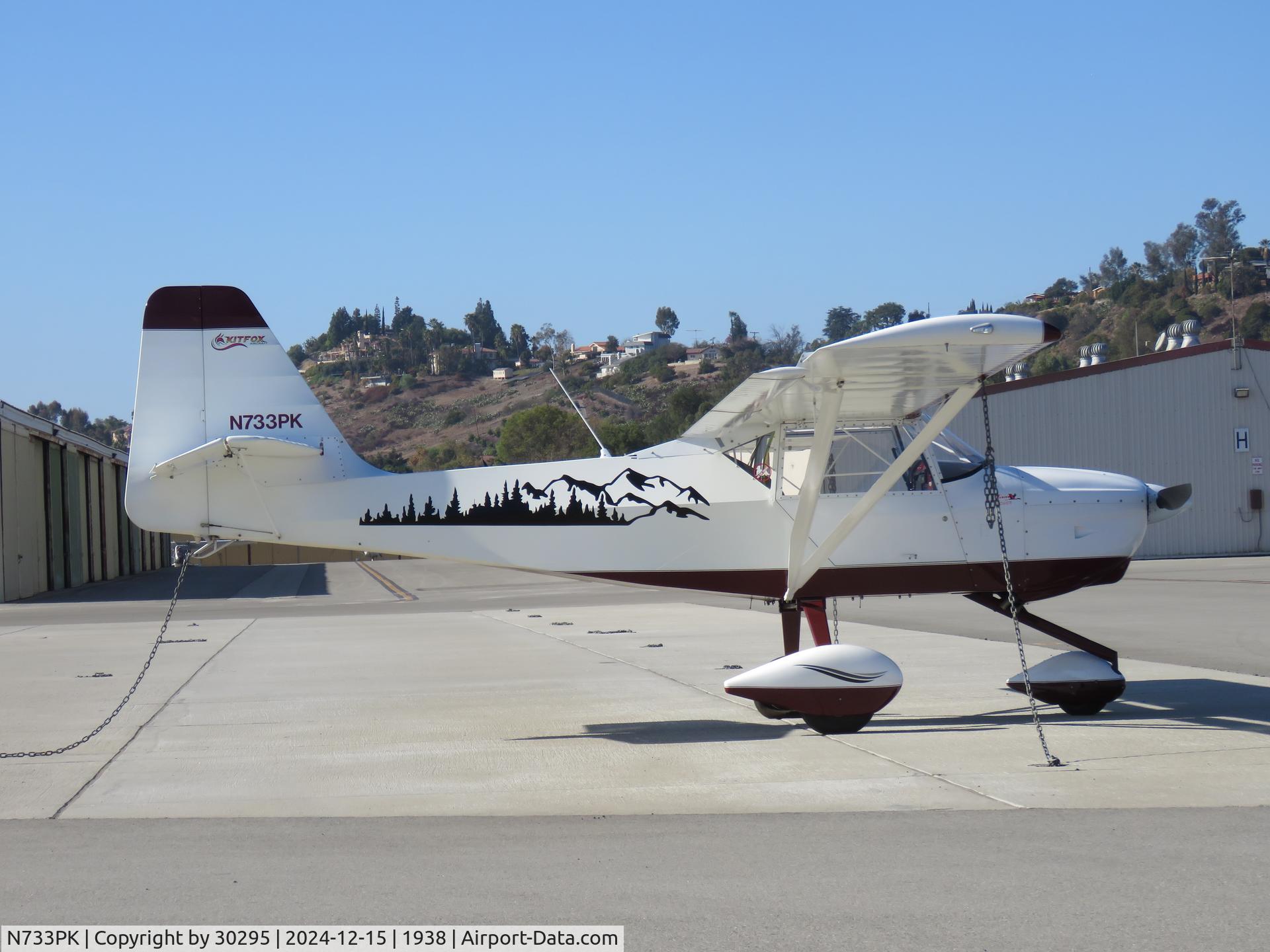 N733PK, 2007 Skystar Kitfox Series 7 C/N S70310042, Parked & tied down