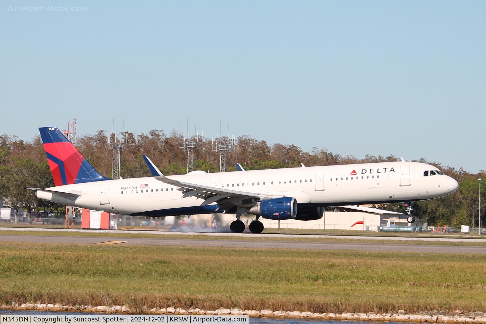 N345DN, 2018 Airbus A321-211 C/N 8191, Delta Flight 2556 arrives on Runway 6 at Southwest Florida International Airport following flight from Detroit Metro Airport