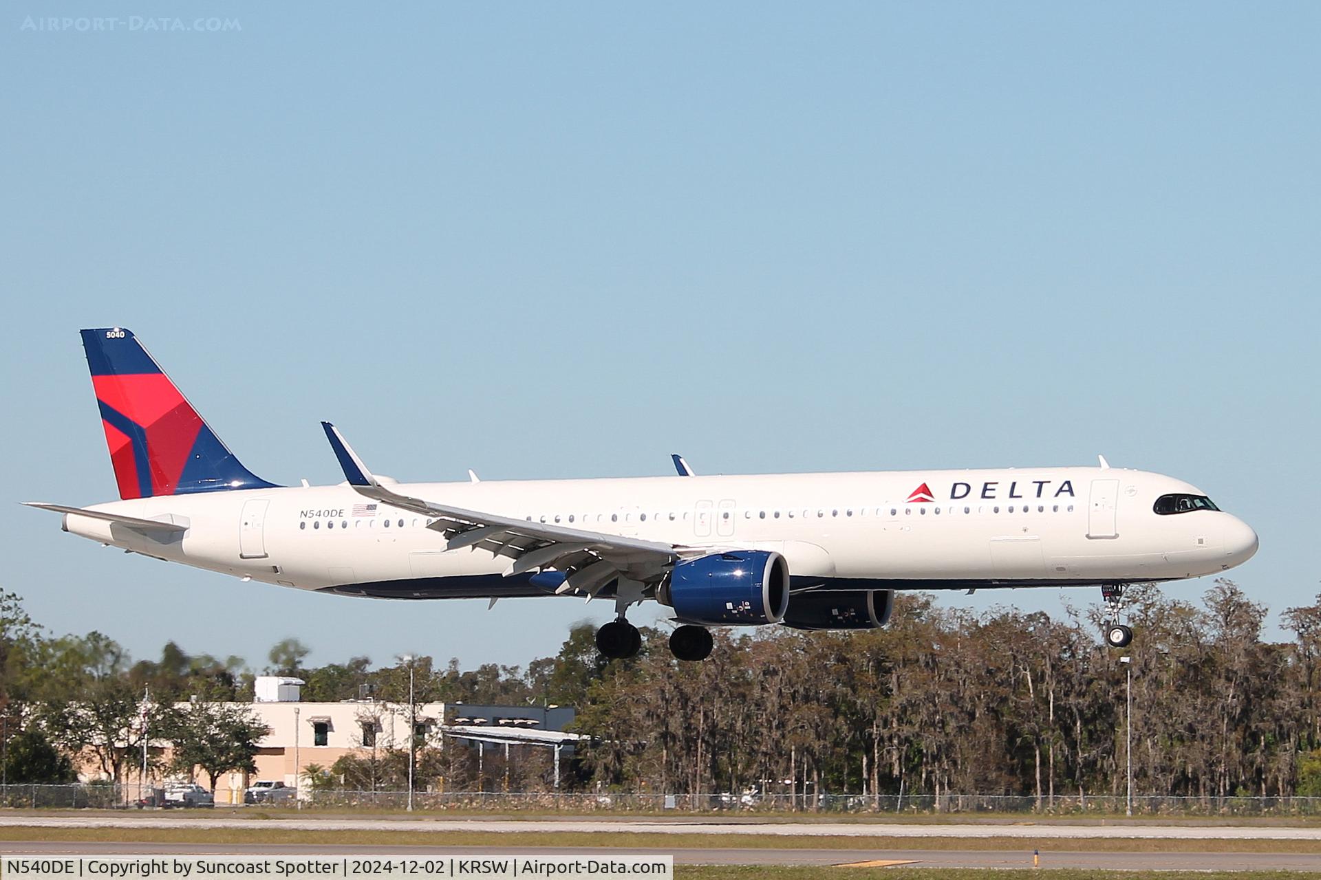 N540DE, 2023 Airbus A321-271NX C/N 11475, Delta Flight 2474 arrives on Runway 6 at Southwest Florida International Airport following fight from Boston-Logan International Airport