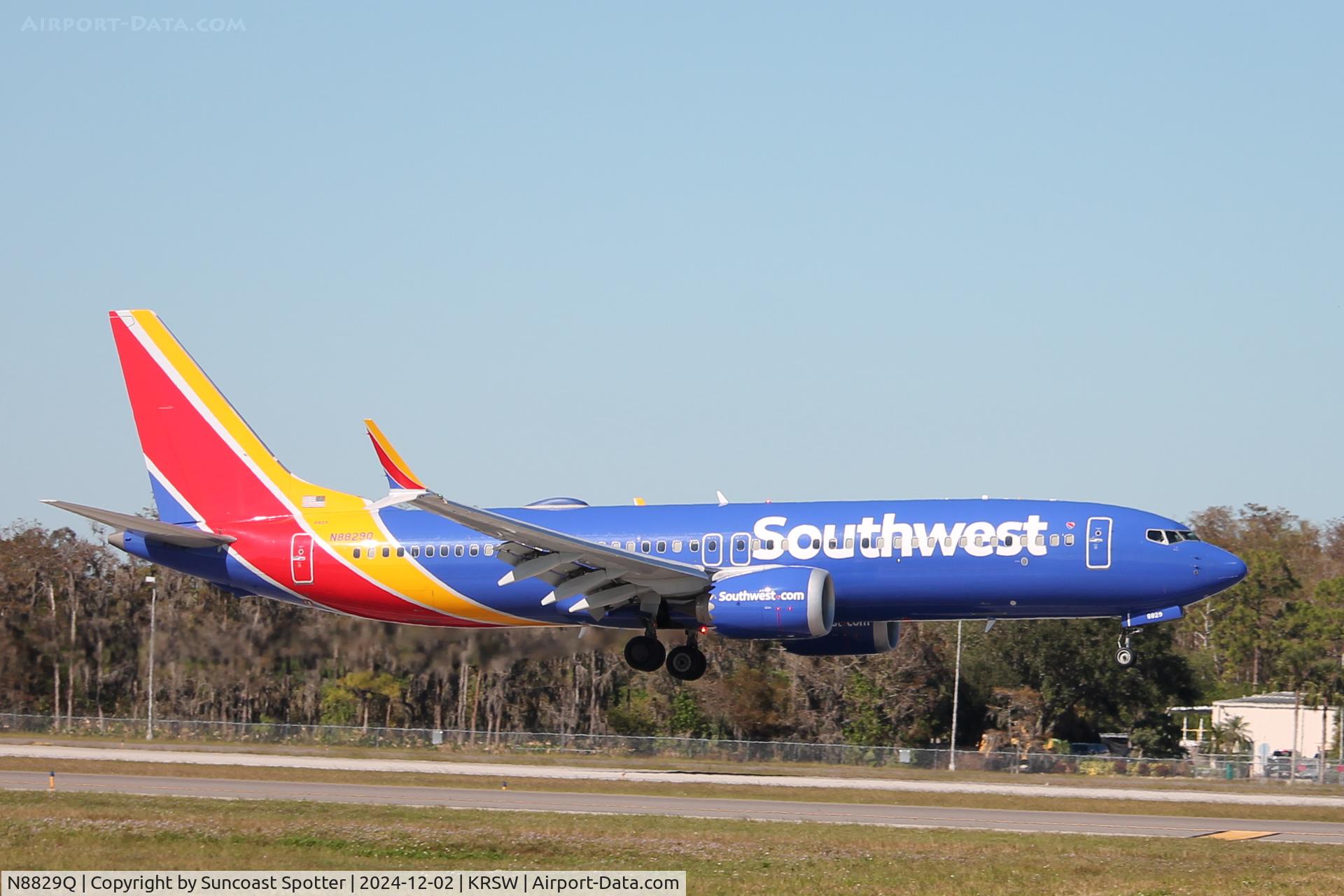 N8829Q, 2022 Boeing 737 Max 8 C/N 67487, Southwest Flight 4126 arrives on Runway 6 at Southwest Florida International Airport following flight from Nashville International Airport