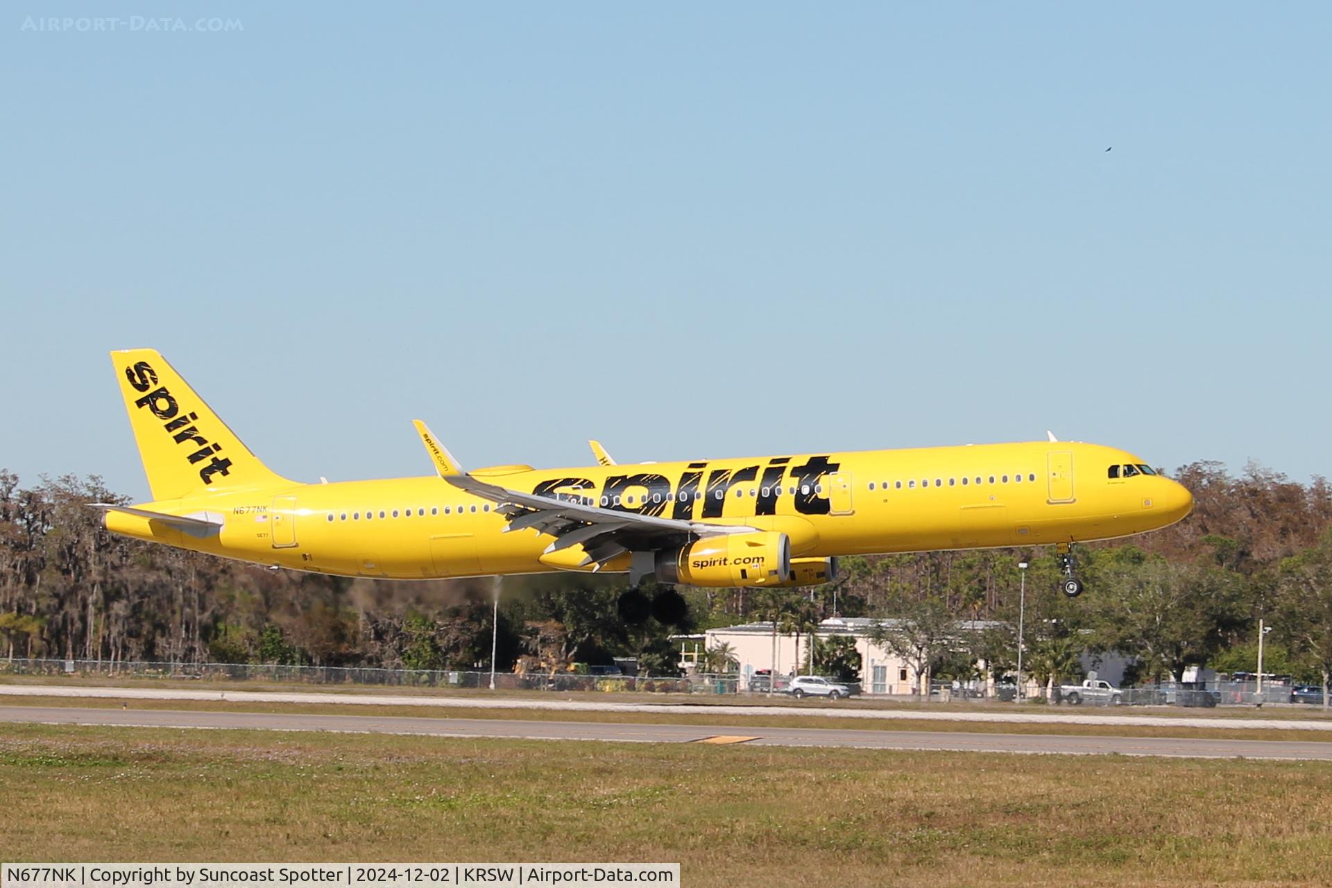 N677NK, 2017 Airbus A321-231 C/N 7690, Spirit Flight 487 arrives on Runway 6 at Southwest Florida International Airport following flight from Chicago-O’Hare International Airport