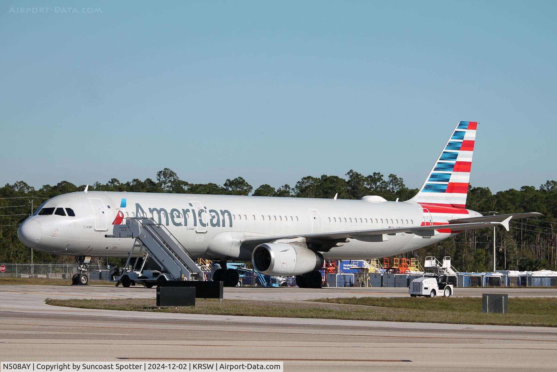 N508AY, 2008 Airbus A321-231 C/N 3740, American A321 parked at Southwest Florida International Airport