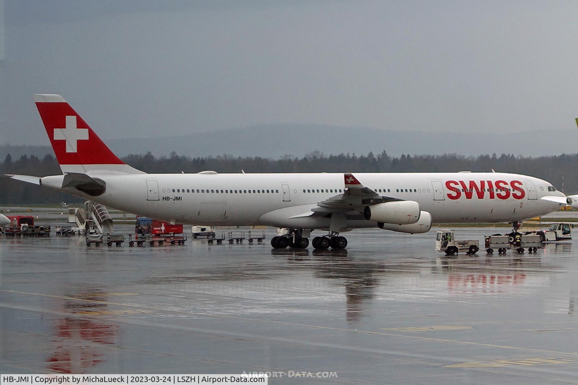 HB-JMI, 2004 Airbus A340-313 C/N 598, A rainy day in Zürich