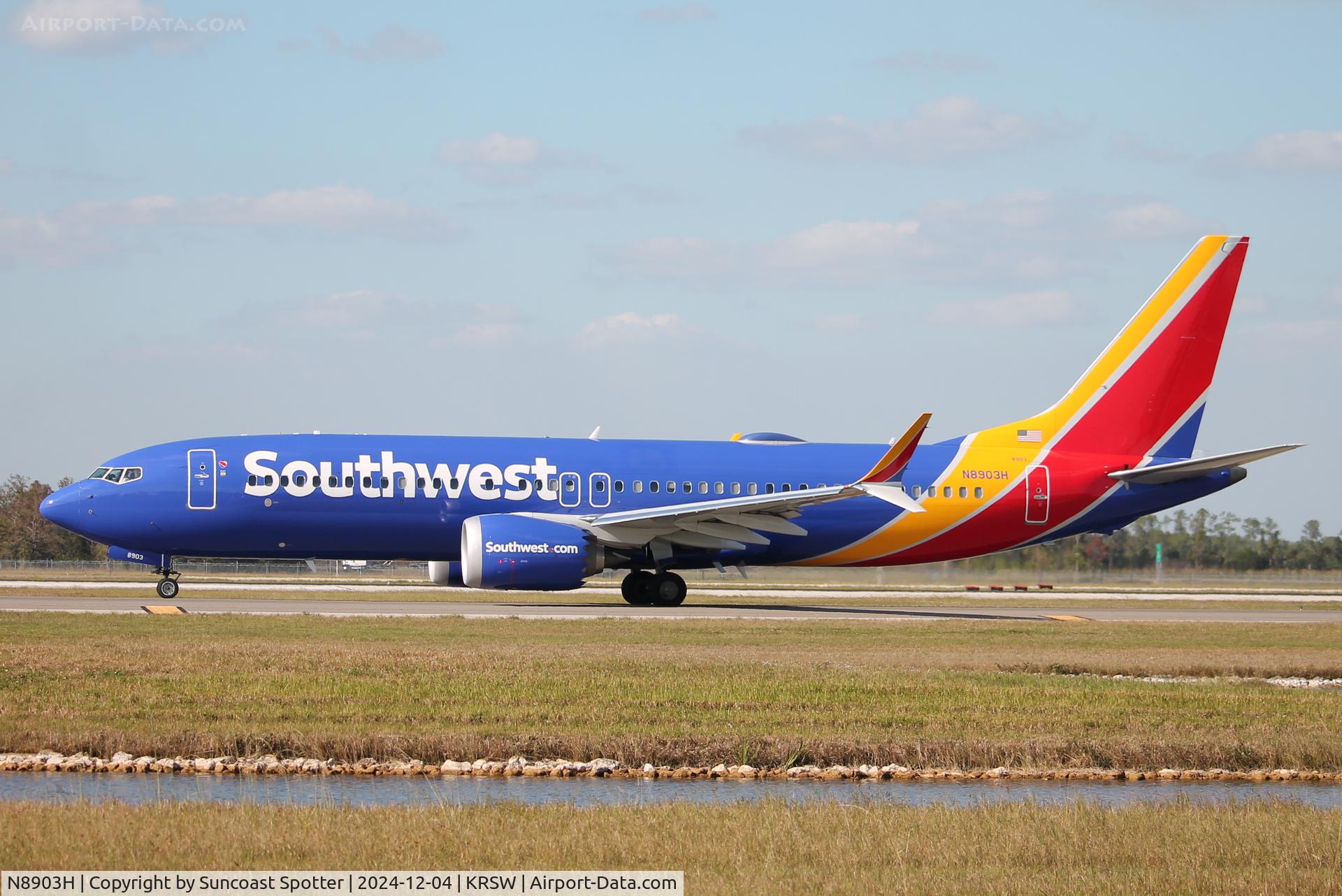 N8903H, 2023 Boeing 737-8 MAX C/N 68120, Southwest Flight 4357 taxis at Southwest Florida International Airport prior to flight to Baltimore-Washington International Airport