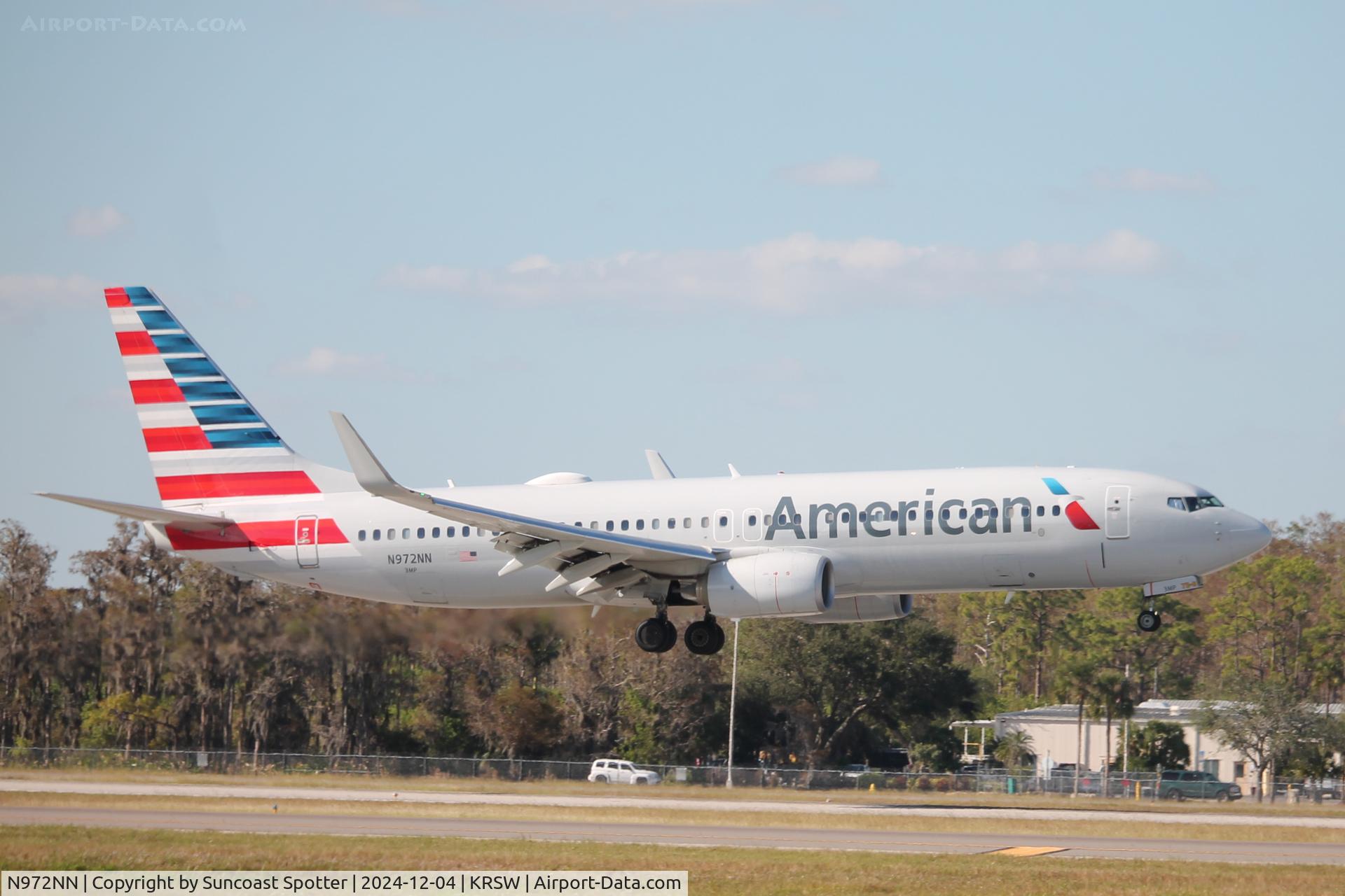 N972NN, 2015 Boeing 737-823 C/N 33334, American Flight 3276 arrives on Runway 6 at Southwest Florida International Airport following flight from LaGuardia Airport