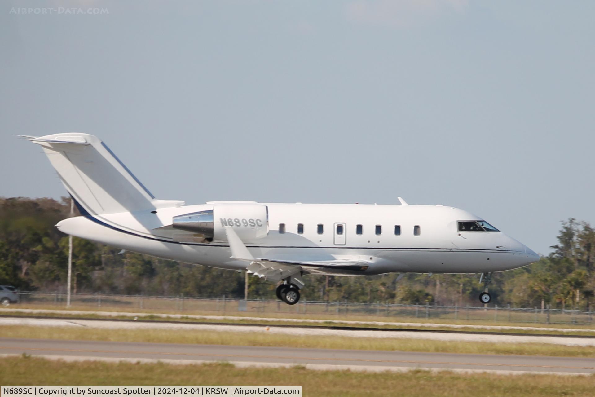 N689SC, 2007 Bombardier CL-600-2B16 C/N 5716, Challenger 689SC arrives on Runway 6 at Southwest Florida International Airport following flight from Boeing Field
