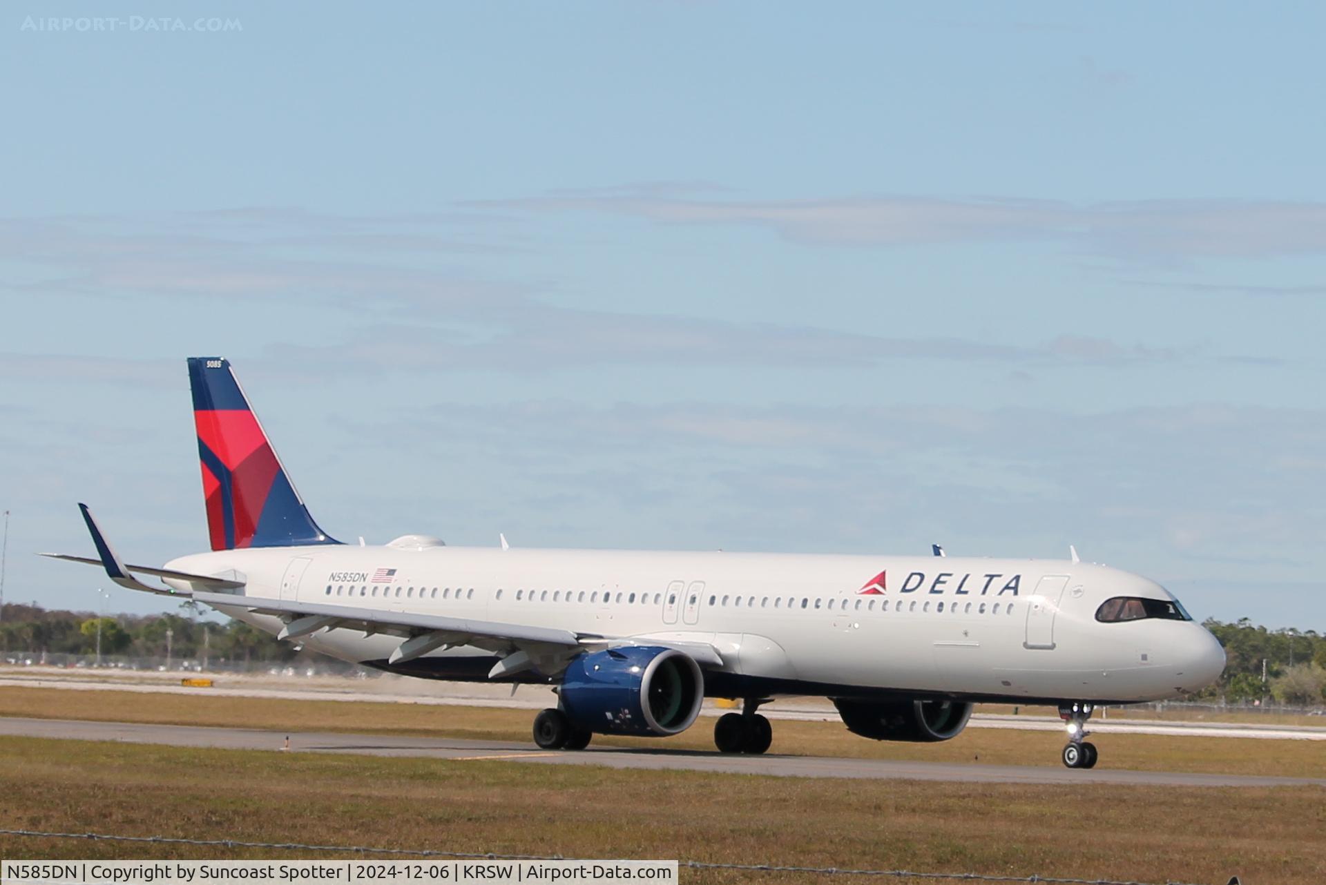 N585DN, 2024 Airbus A321- 271NX C/N 12105, Delta Flight 2474 taxis at Southwest Florida International Airport prior to flight to Boston-Logan International Airport