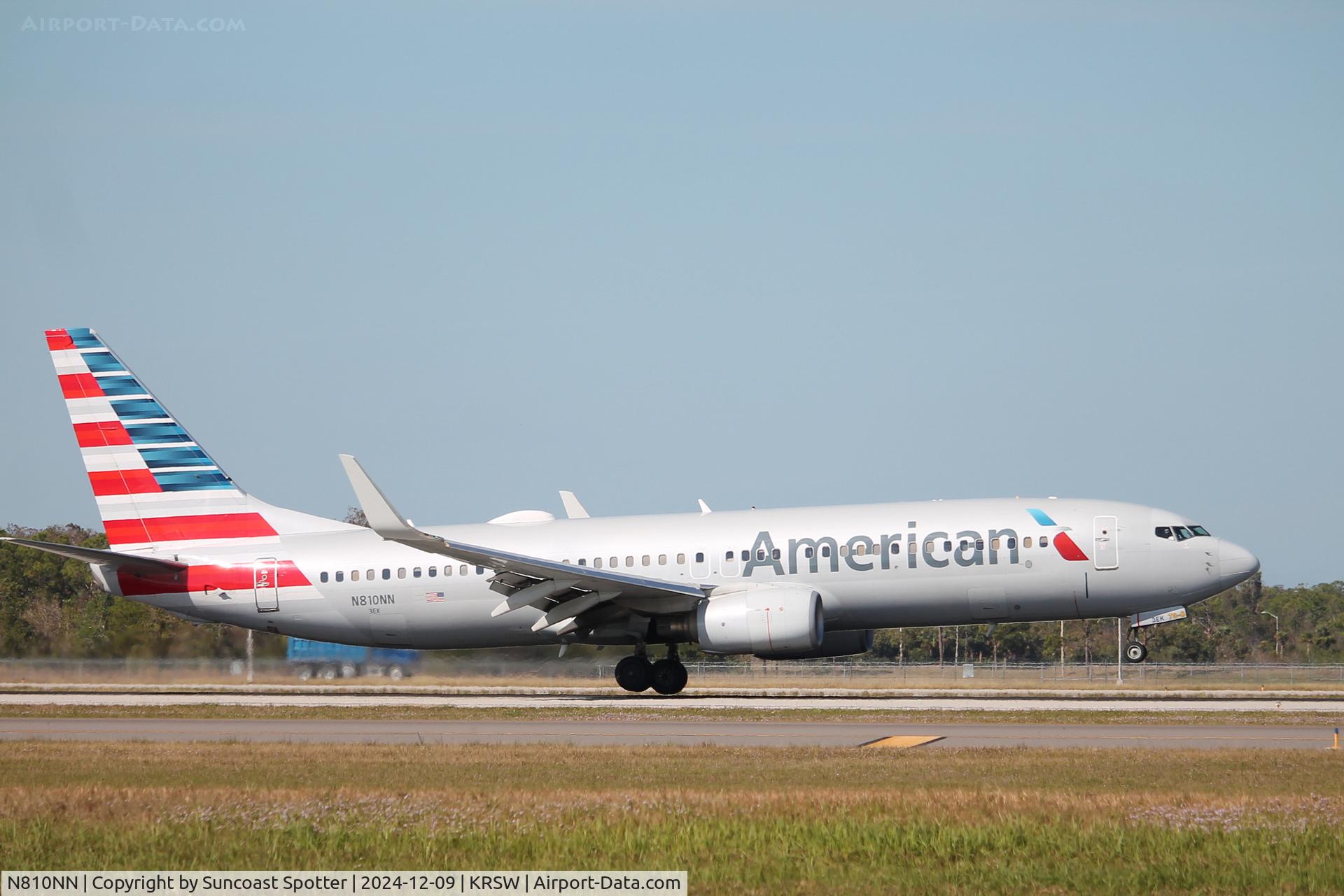 N810NN, 2009 Boeing 737-823 C/N 33207, American Flight 572 arrives on Runway 6 at Southwest Florida International Airport following flight from Dallas/Fort Worth International Airport