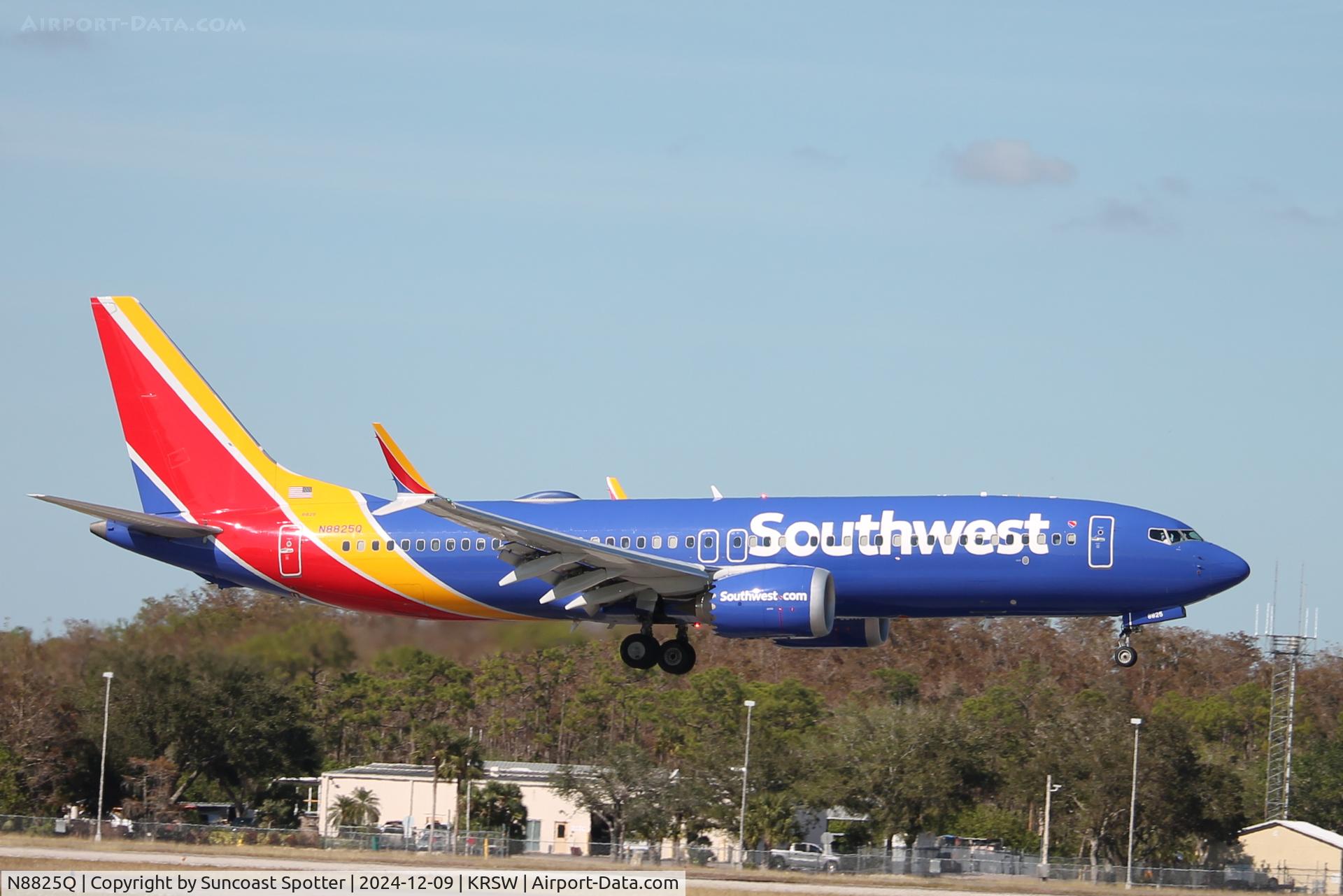 N8825Q, Boeing 737-8 MAX C/N 67472, Southwest Flight 2516 arrives on Runway 6 at Southwest Florida International Airport following flight from St Louis-Lambert International Airport