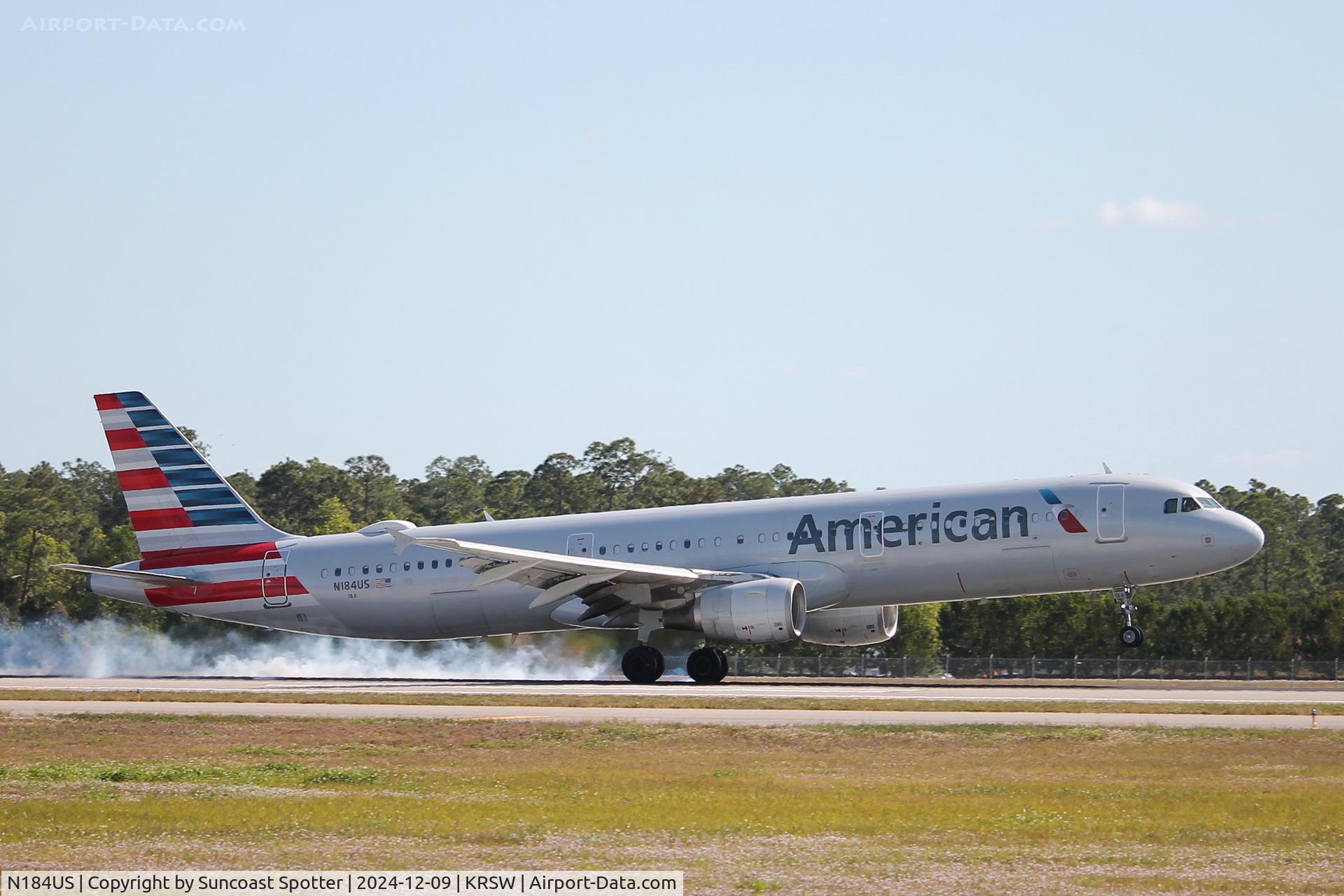 N184US, 2002 Airbus A321-211 C/N 1651, American Flight 1094 arrives on Runway 24 at Southwest Florida International Airport following flight from Charlotte-Douglas International Airport