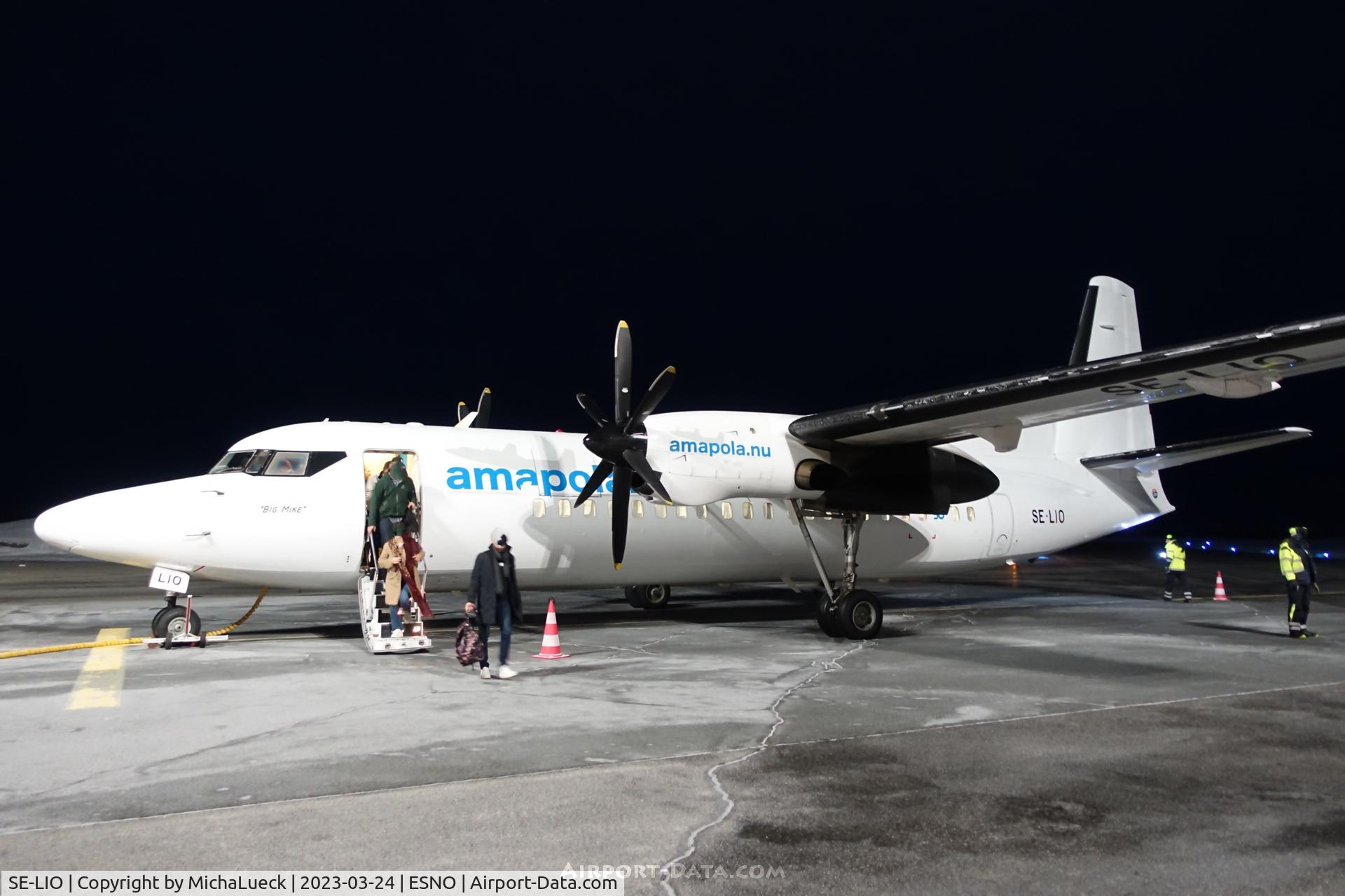 SE-LIO, 1989 Fokker 50 C/N 20146, Just arrived from Arlanda