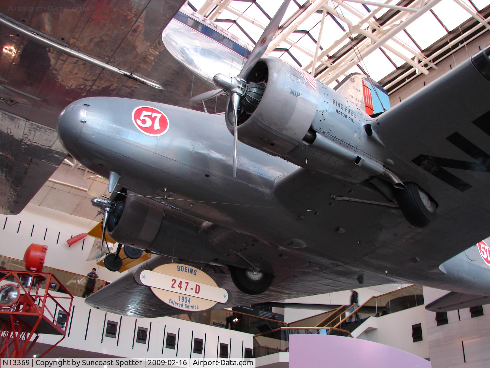 N13369, 1934 Boeing 247D C/N 1953, United Boeing 247 on display at the National Air and Space Museum in Washington DC.