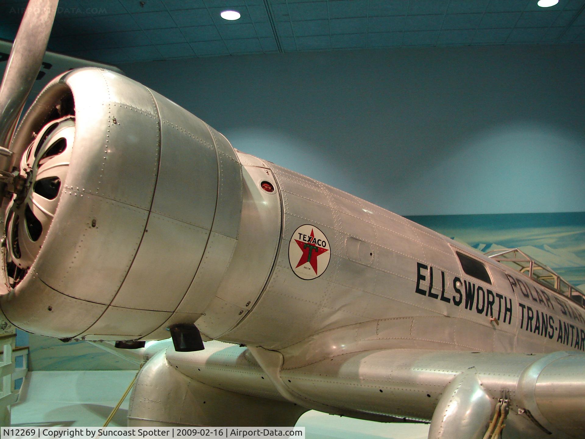 N12269, 1935 Northrop Gamma C/N 2, Northrop 2B Gamma Polar Star from the Ellsworth Trans-Antarctic Flight on display at the National Air and Space Museum in Washington DC.