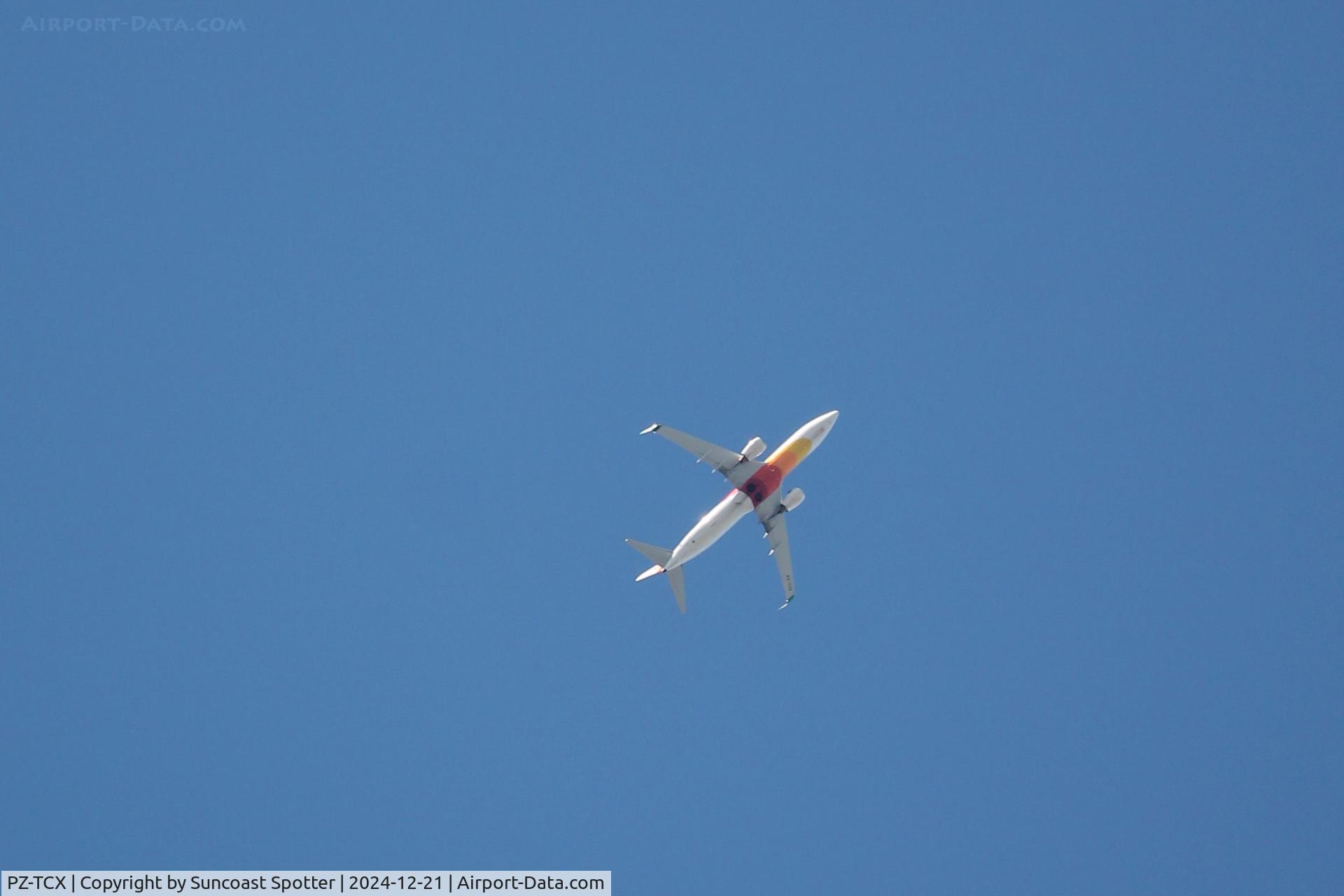 PZ-TCX, 2007 Boeing 737-8Q8 C/N 30711, Surinam Flight 8031 climbs out of Miami International Airport across Zoo Miami on a flight to Georgetown Cheddi Jagan International Airport