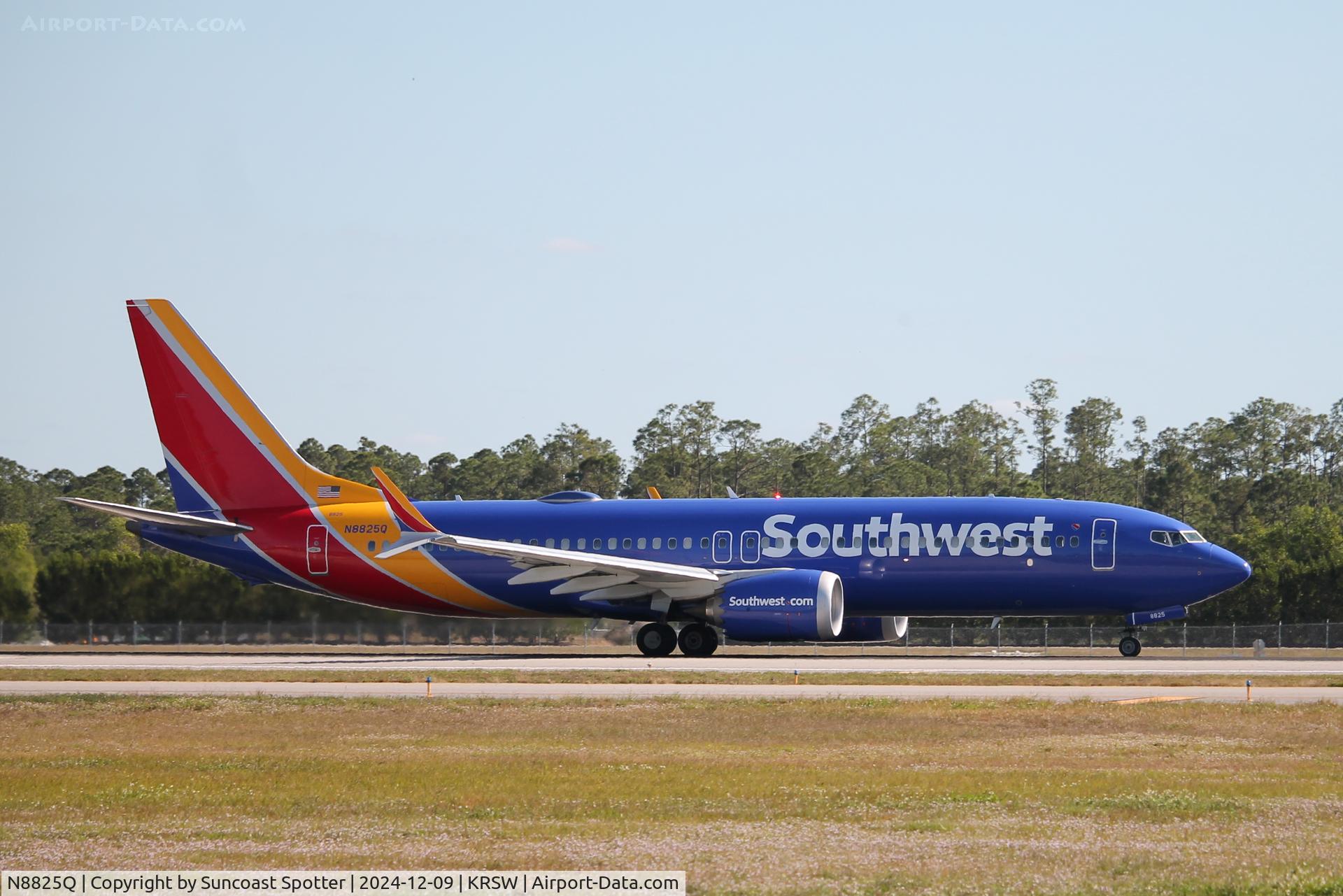 N8825Q, Boeing 737-8 MAX C/N 67472, Southwest Flight 3212 departs Runway 24 at Southwest Florida International Airport enroute to Chicago-Midway International Airport