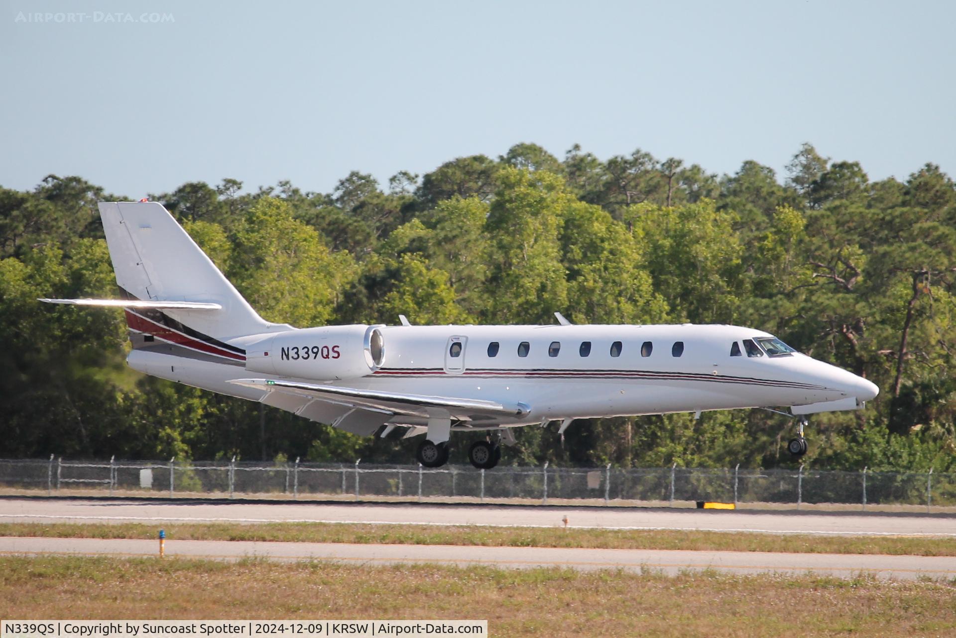 N339QS, 2008 Cessna 680 Citation Sovereign C/N 680-0191, NetJets Flight 339 arrives on Runway 24 at Southwest Florida International Airport following flight from Atlantic City International Airport