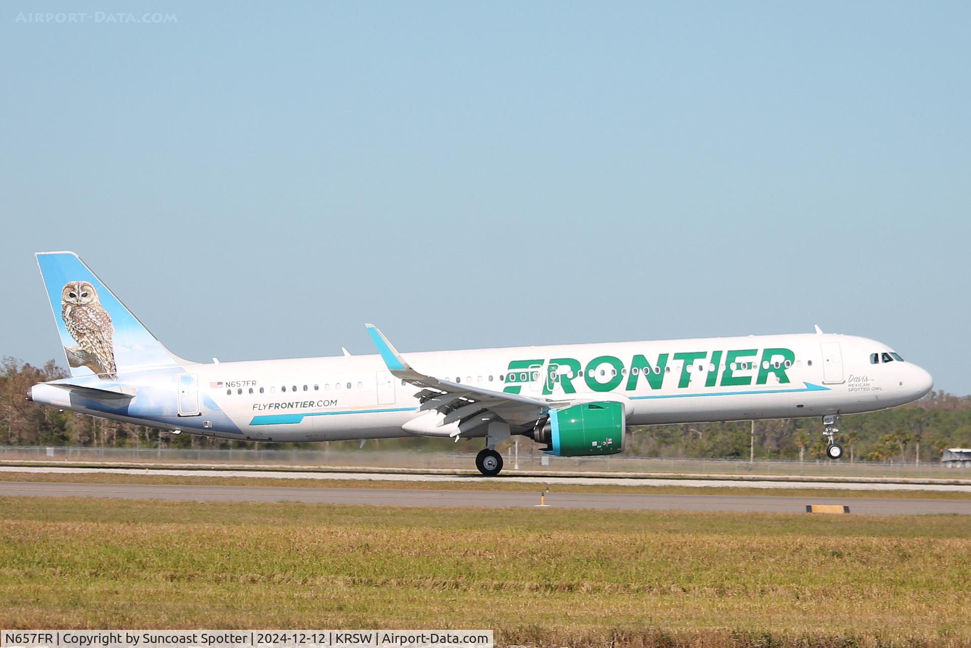 N657FR, 2024 Airbus A321-271 NX C/N 12276, Frontier Flight 1544 arrives on Runway 6 at Southwest Florida International Airport following flight from Cleveland-Hopkins International Airport