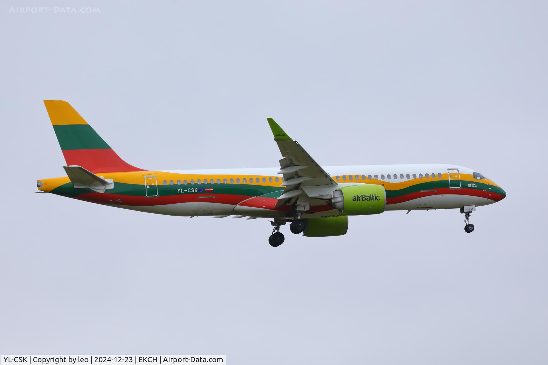 YL-CSK, 2018 Airbus A220-300 C/N 55039, Copenhagen 23.12.2024